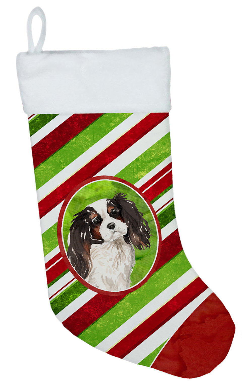 Christmas Snowflakes Tricolor Cavalier Spaniel Christmas Stocking CK4046CS  the-store.com.