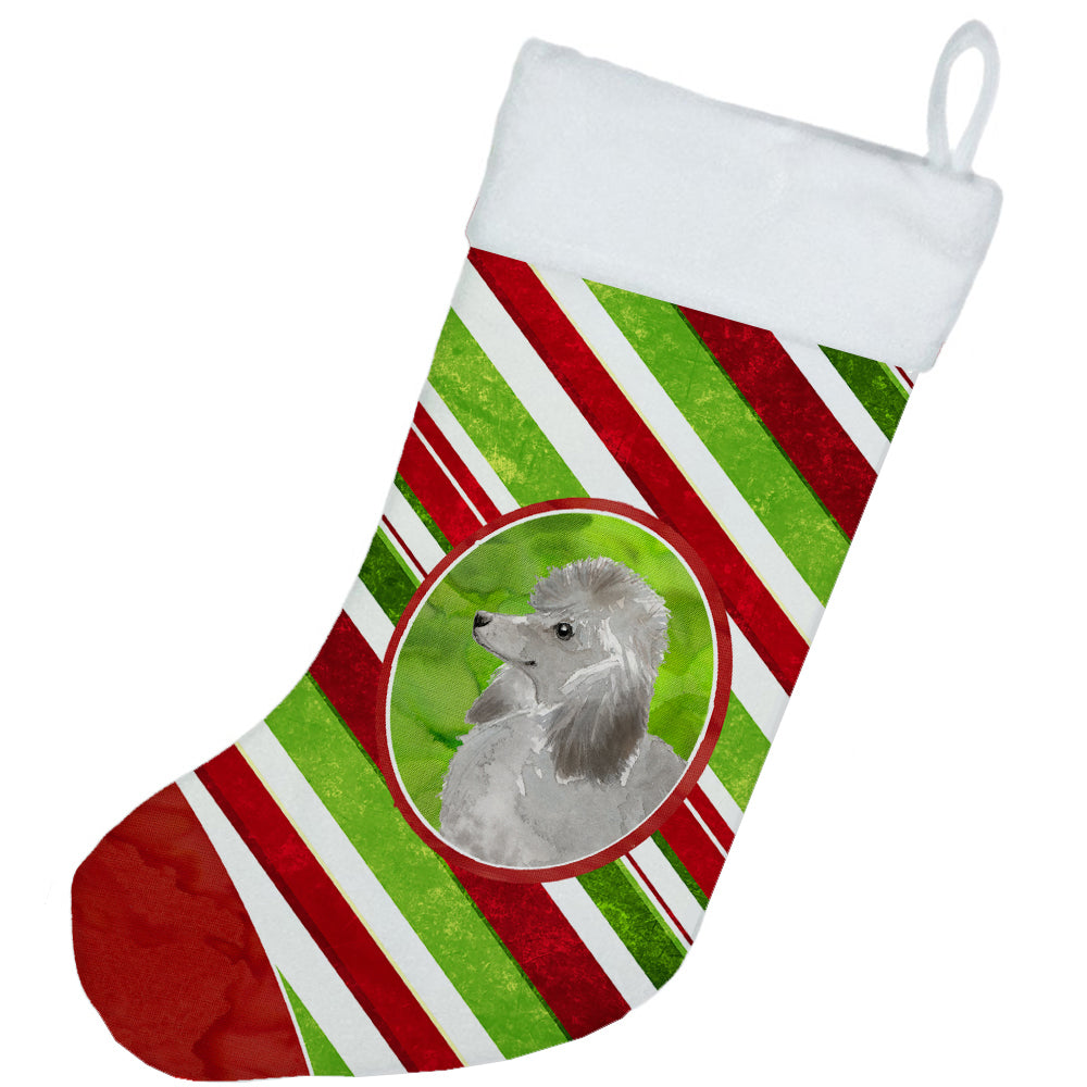 Christmas Snowflakes Silver Poodle Christmas Stocking CK4064CS  the-store.com.