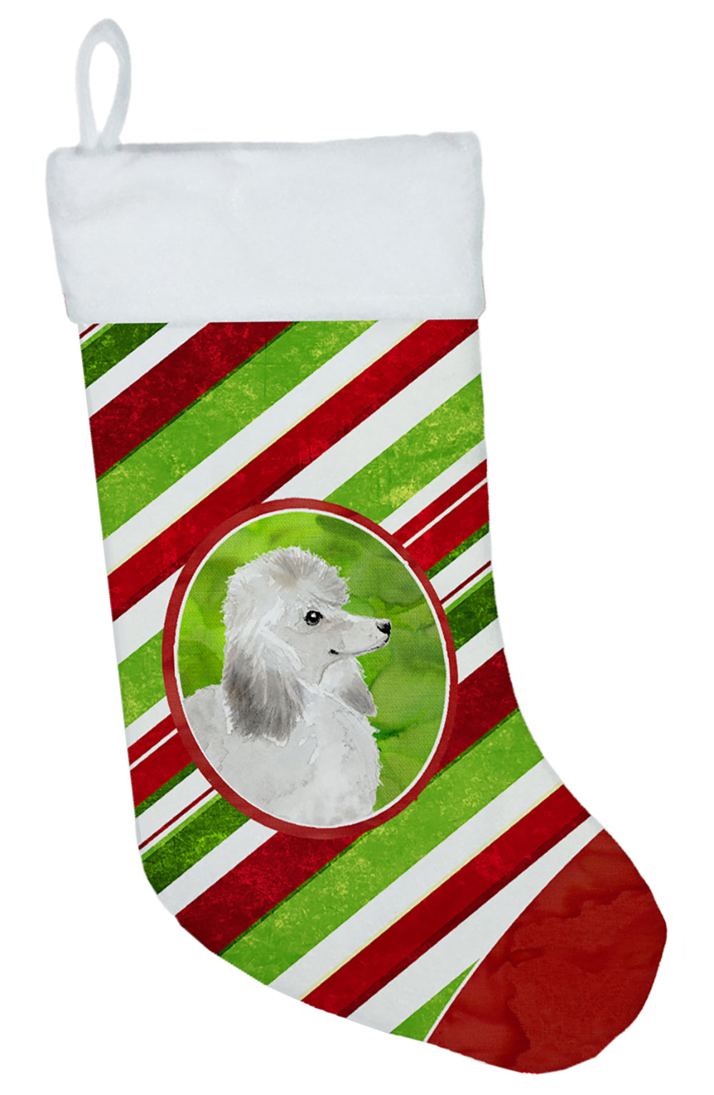 Christmas Snowflakes Silver Poodle Christmas Stocking CK4065CS  the-store.com.