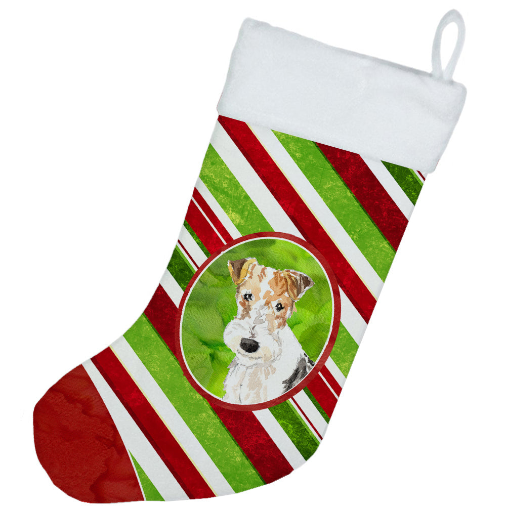 Fox Terrier Christmas Candy Stripe Christmas Stocking CK4073CS  the-store.com.