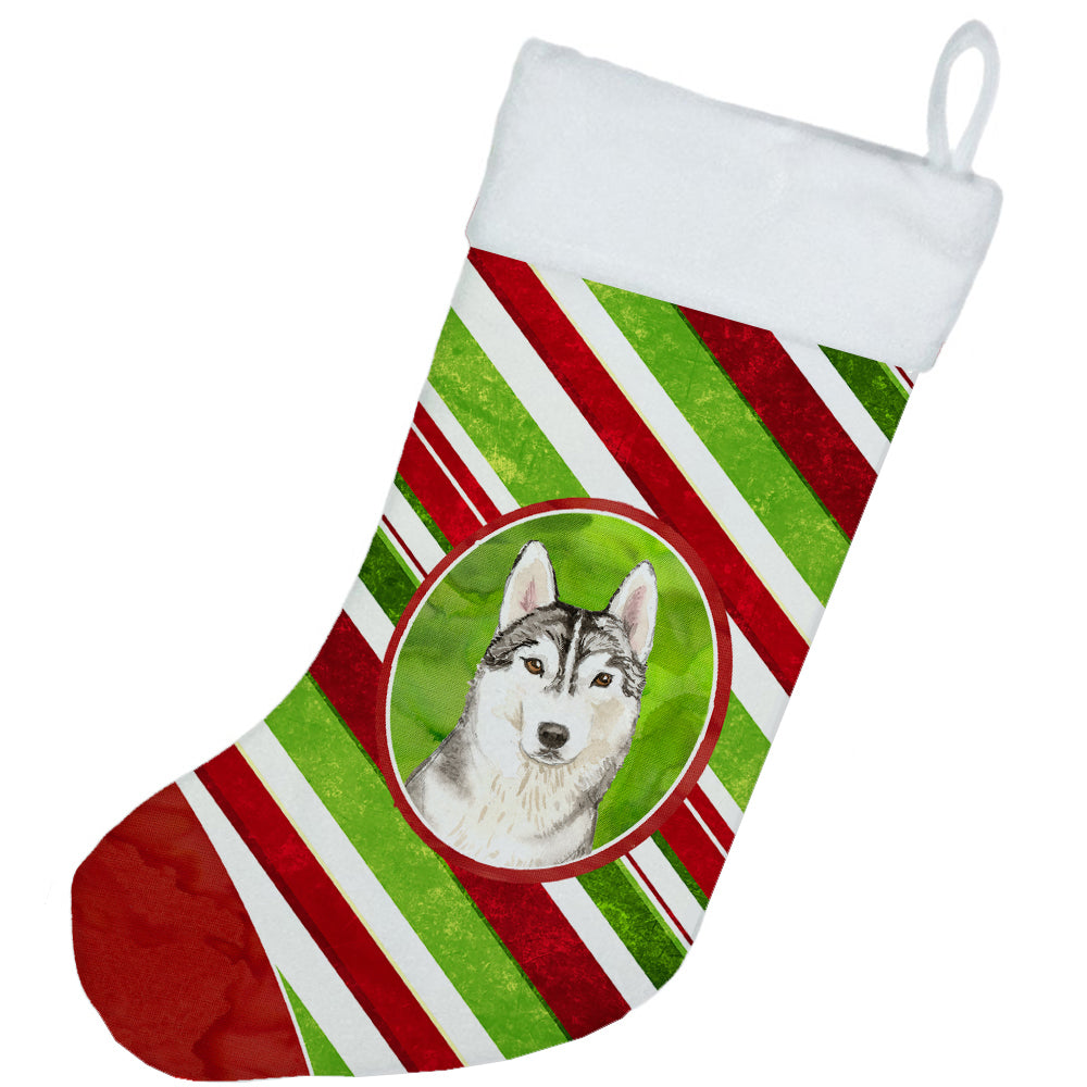 Siberian Husky Christmas Candy Stripe Christmas Stocking CK4079CS  the-store.com.