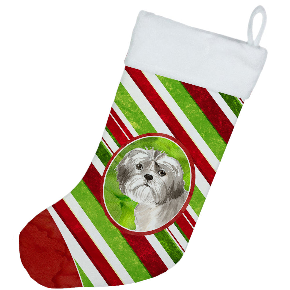 Shih Tzu Puppy Christmas Candy Stripe Christmas Stocking CK4080CS  the-store.com.