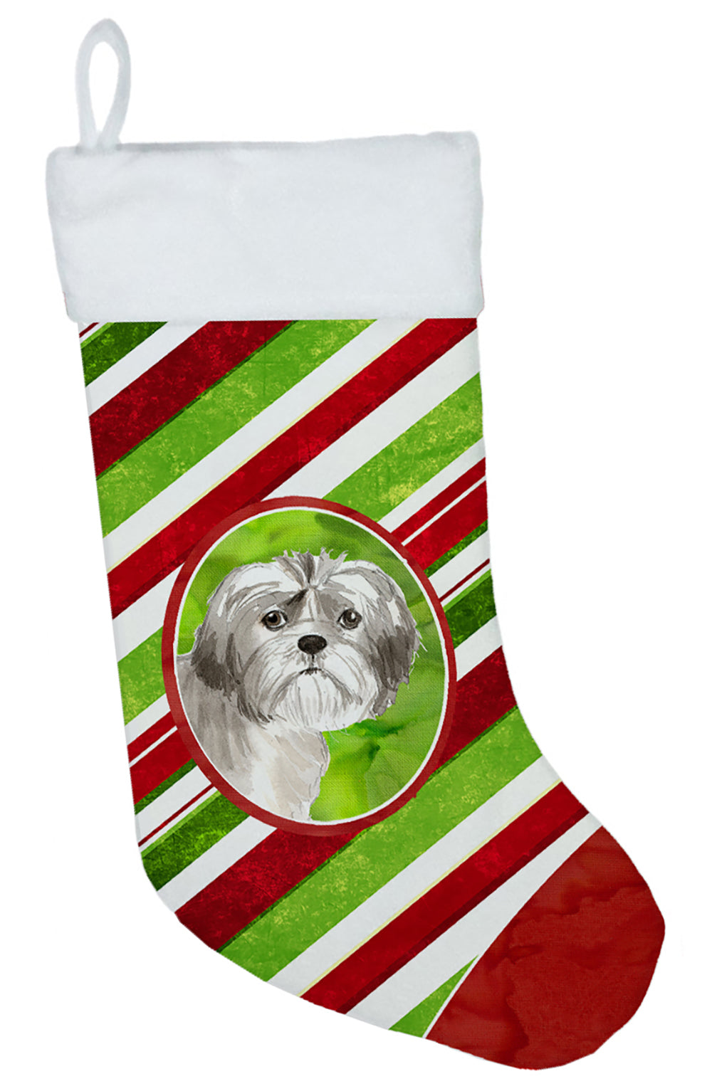 Shih Tzu Puppy Christmas Candy Stripe Christmas Stocking CK4080CS  the-store.com.