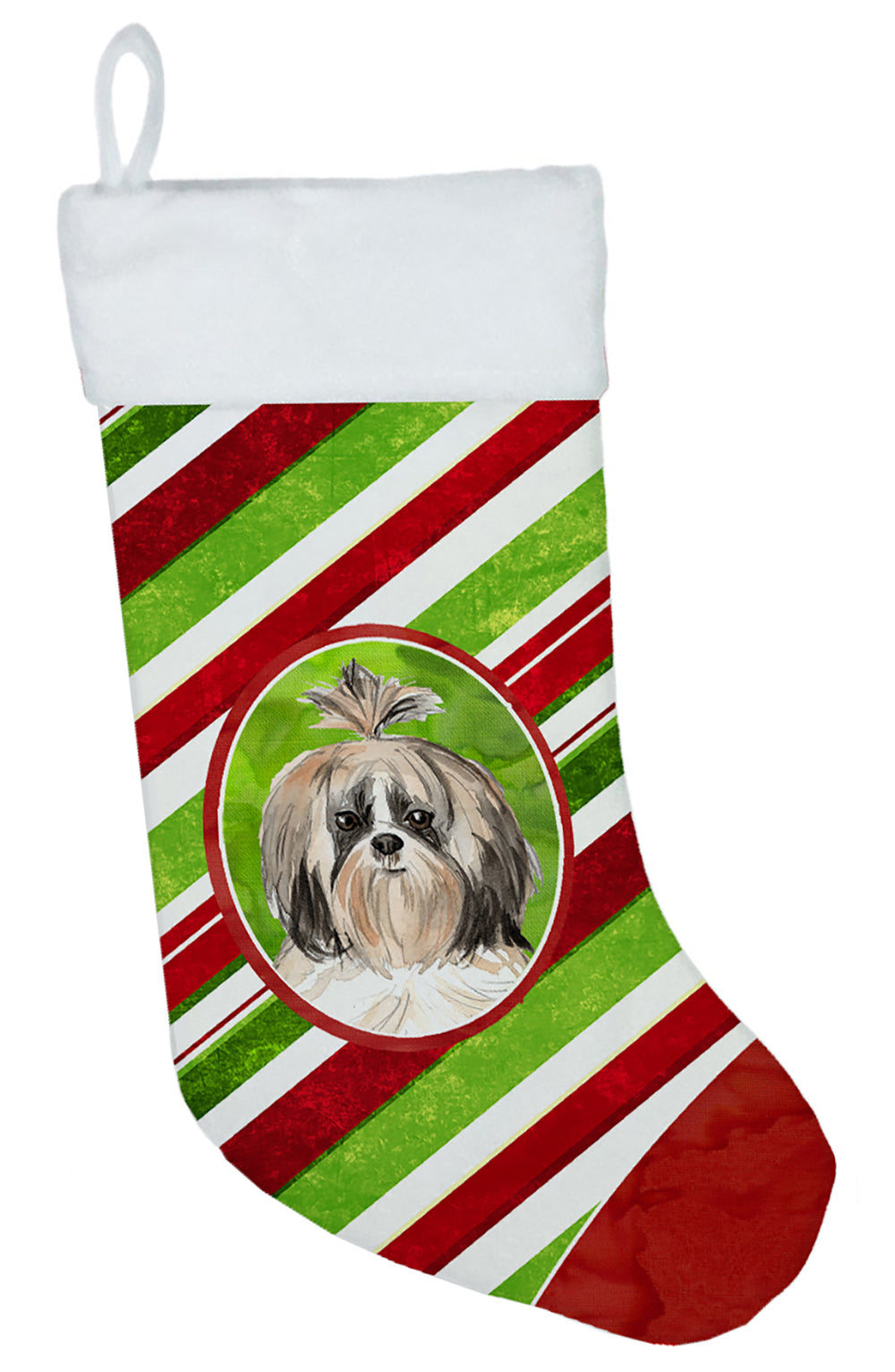 Shih Tzu Christmas Candy Stripe Christmas Stocking CK4081CS  the-store.com.