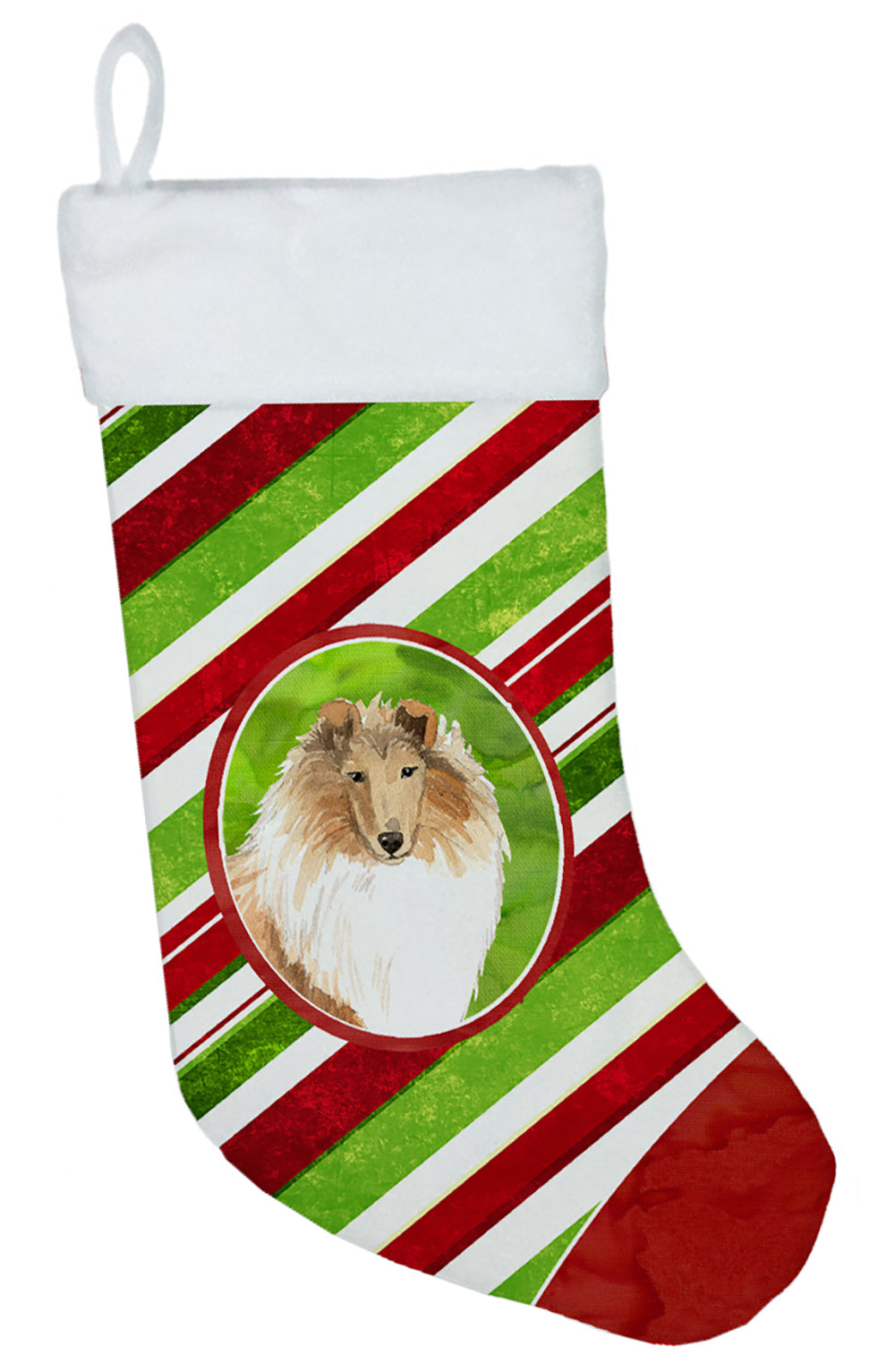 Collie Christmas Candy Stripe Christmas Stocking CK4085CS  the-store.com.