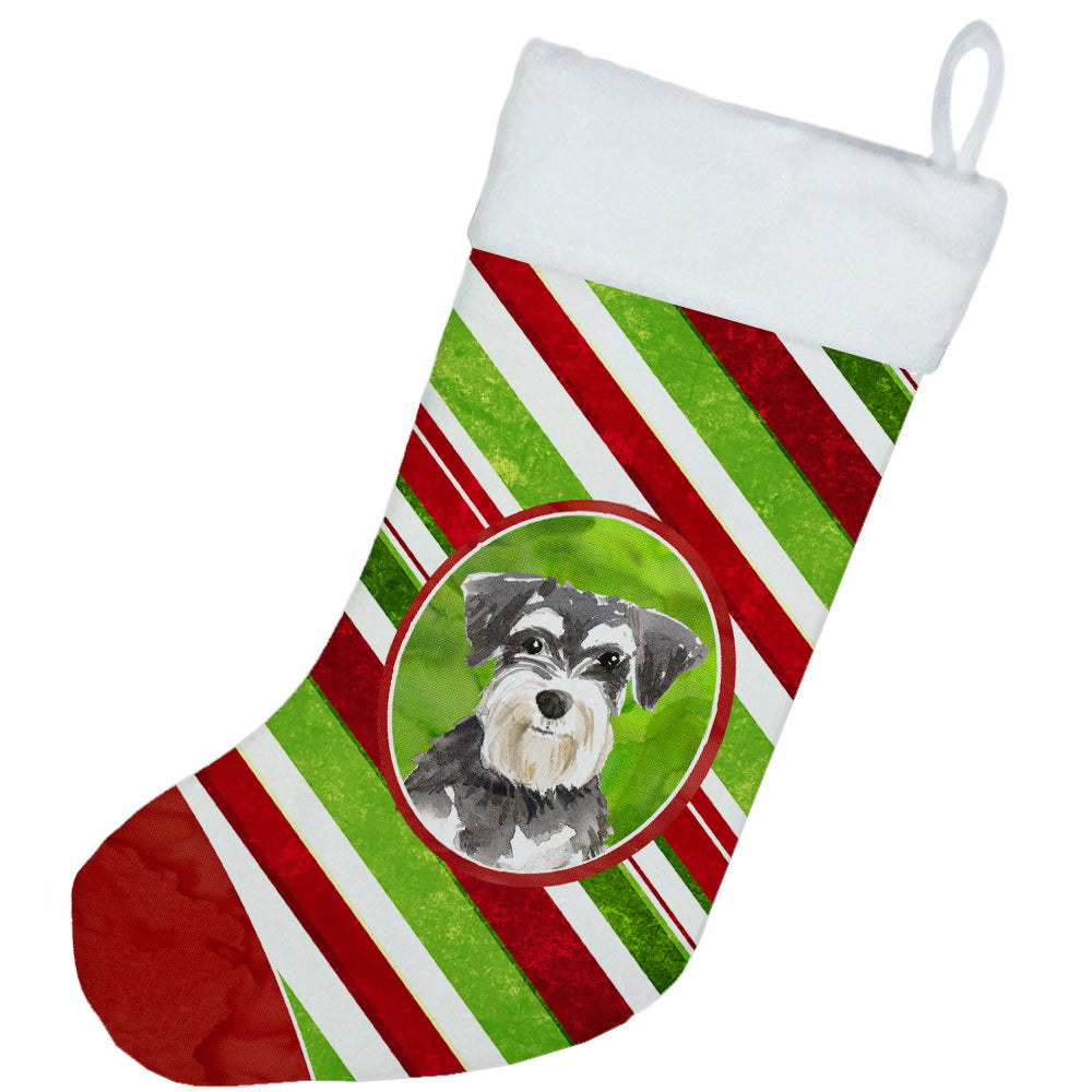 Schnauzer #2 Christmas Candy Stripe Christmas Stocking CK4088CS  the-store.com.