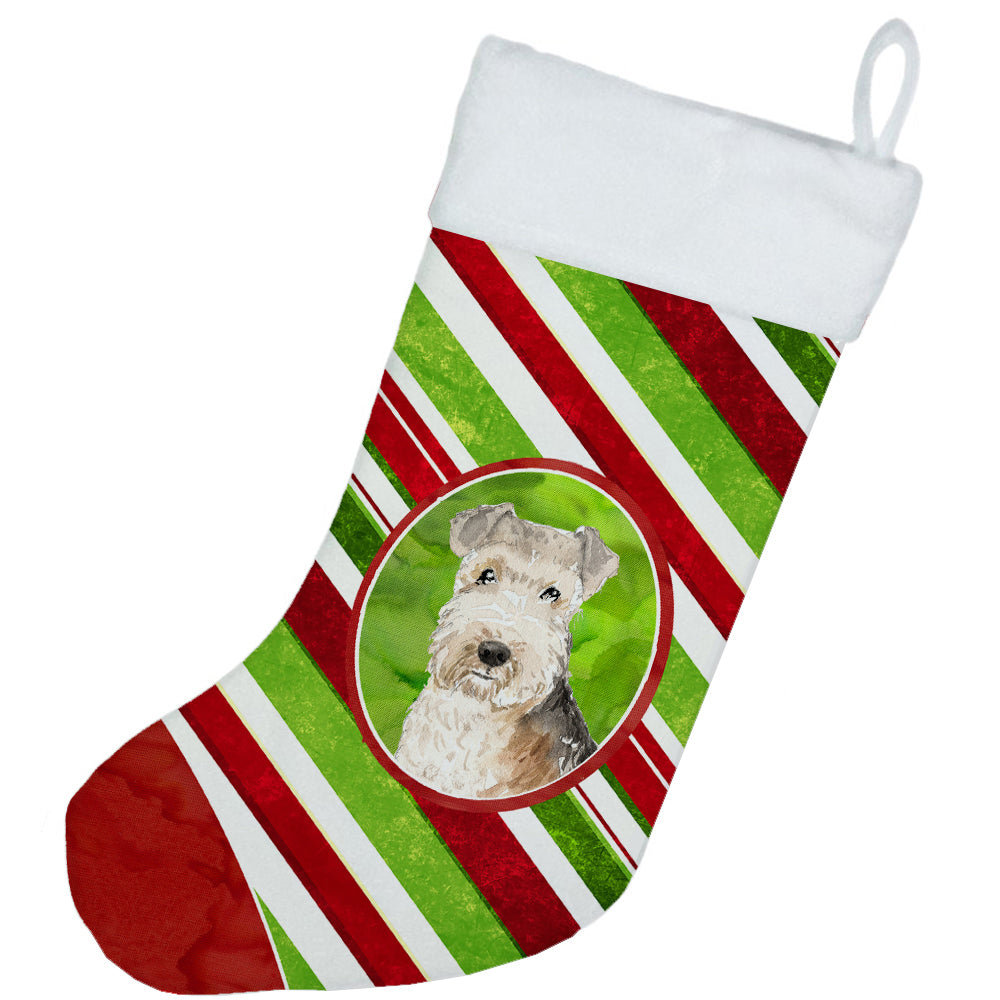 Lakeland Terrier Christmas Candy Stripe Christmas Stocking CK4091CS  the-store.com.