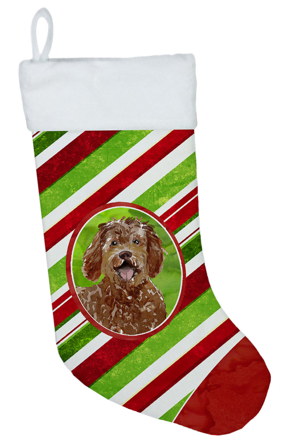 Labradoodle Christmas Candy Stripe Christmas Stocking CK4092CS  the-store.com.