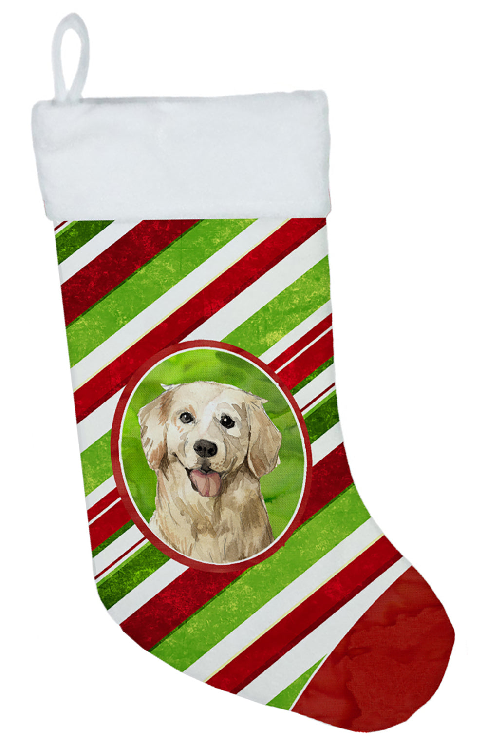 Golden Retriever Christmas Candy Stripe Christmas Stocking CK4096CS  the-store.com.