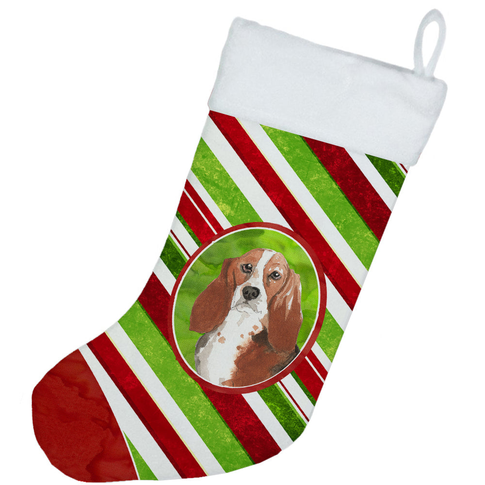 Basset Hound Christmas Candy Stripe Christmas Stocking CK4108CS  the-store.com.