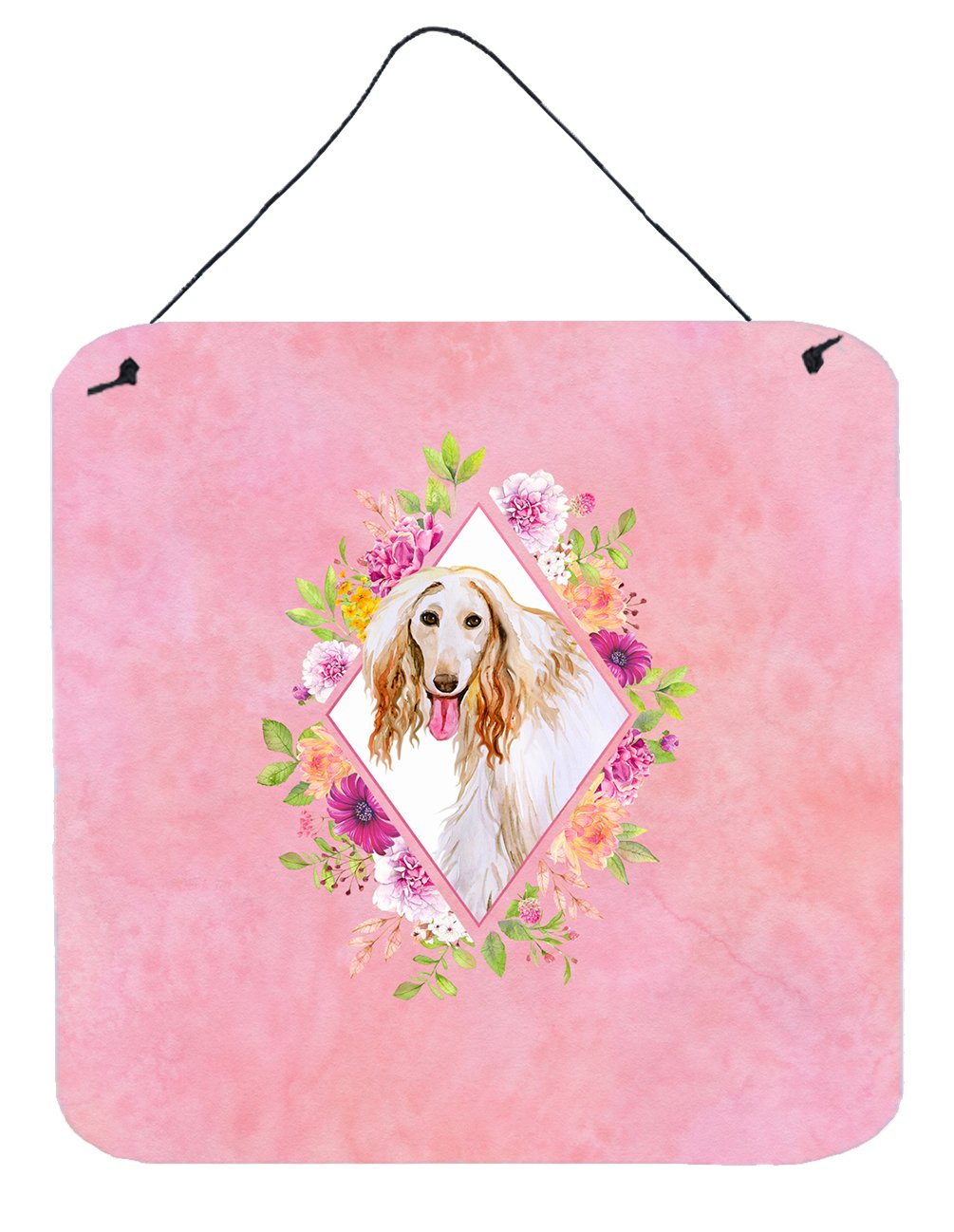 Afghan Hound Pink Flowers Wall or Door Hanging Prints CK4110DS66 by Caroline&#39;s Treasures