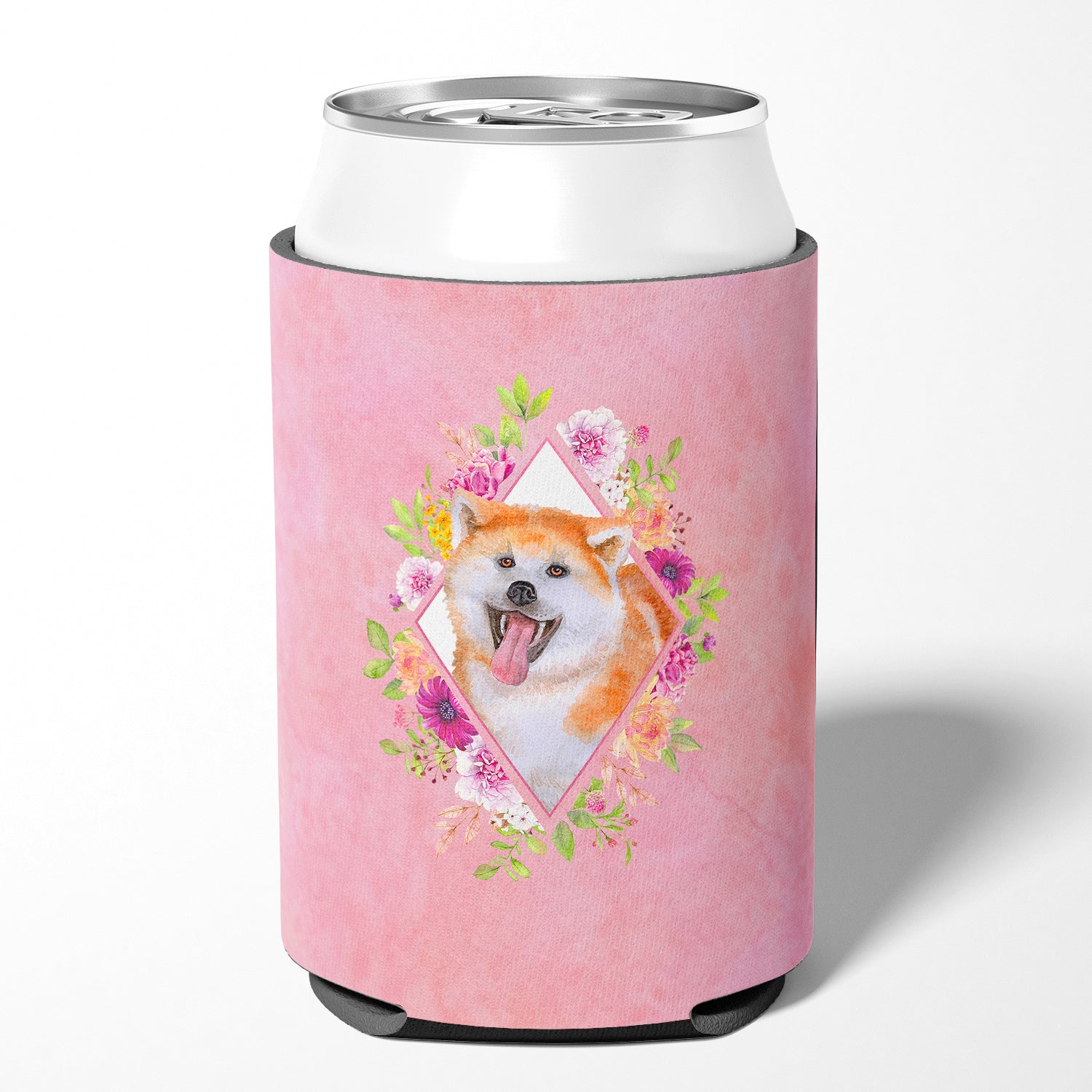 Akita Pink Flowers Can or Bottle Hugger CK4111CC  the-store.com.