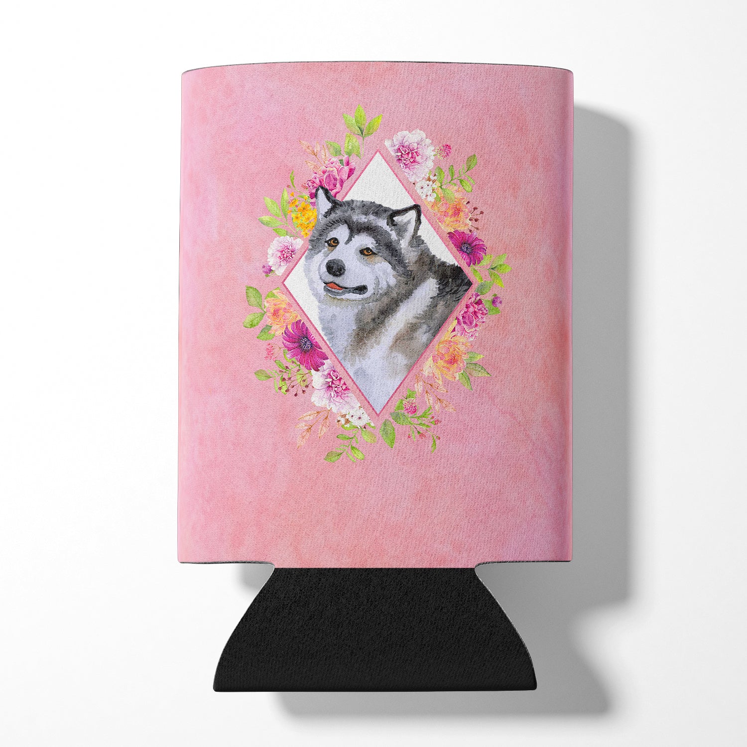 Alaskan Malamute Pink Flowers Can or Bottle Hugger CK4112CC  the-store.com.