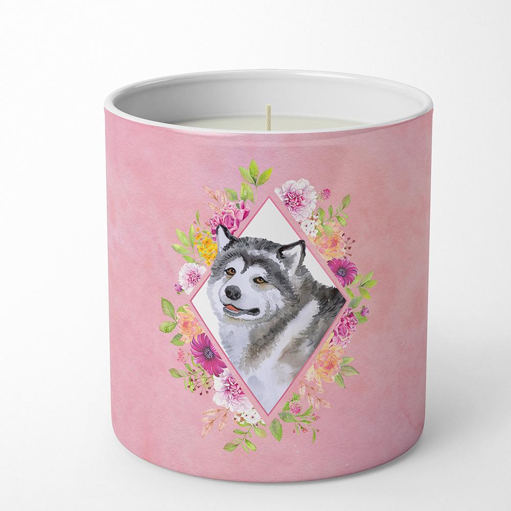 Alaskan Malamute Pink Flowers 10 oz Decorative Soy Candle CK4112CDL by Caroline's Treasures