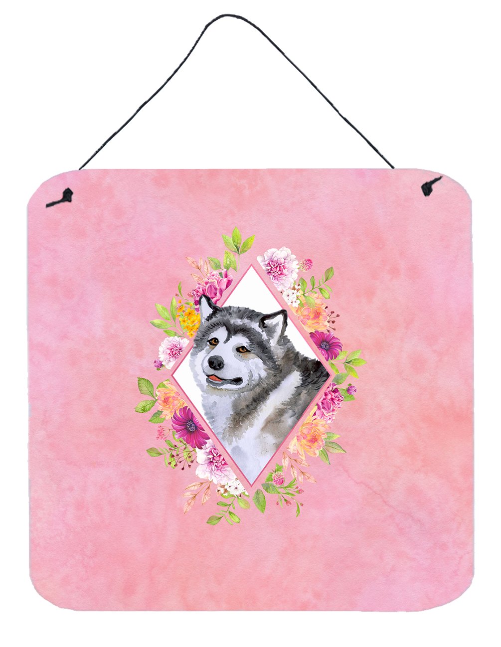 Alaskan Malamute Pink Flowers Wall or Door Hanging Prints CK4112DS66 by Caroline's Treasures