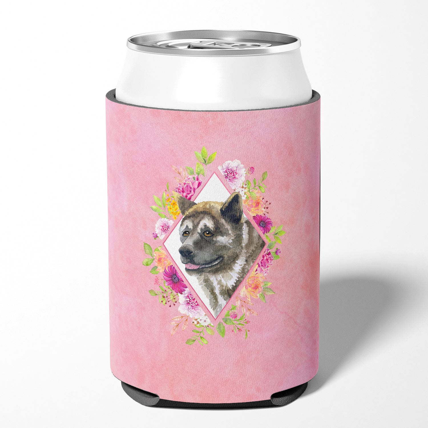 Akita Pink Flowers Can or Bottle Hugger CK4113CC  the-store.com.
