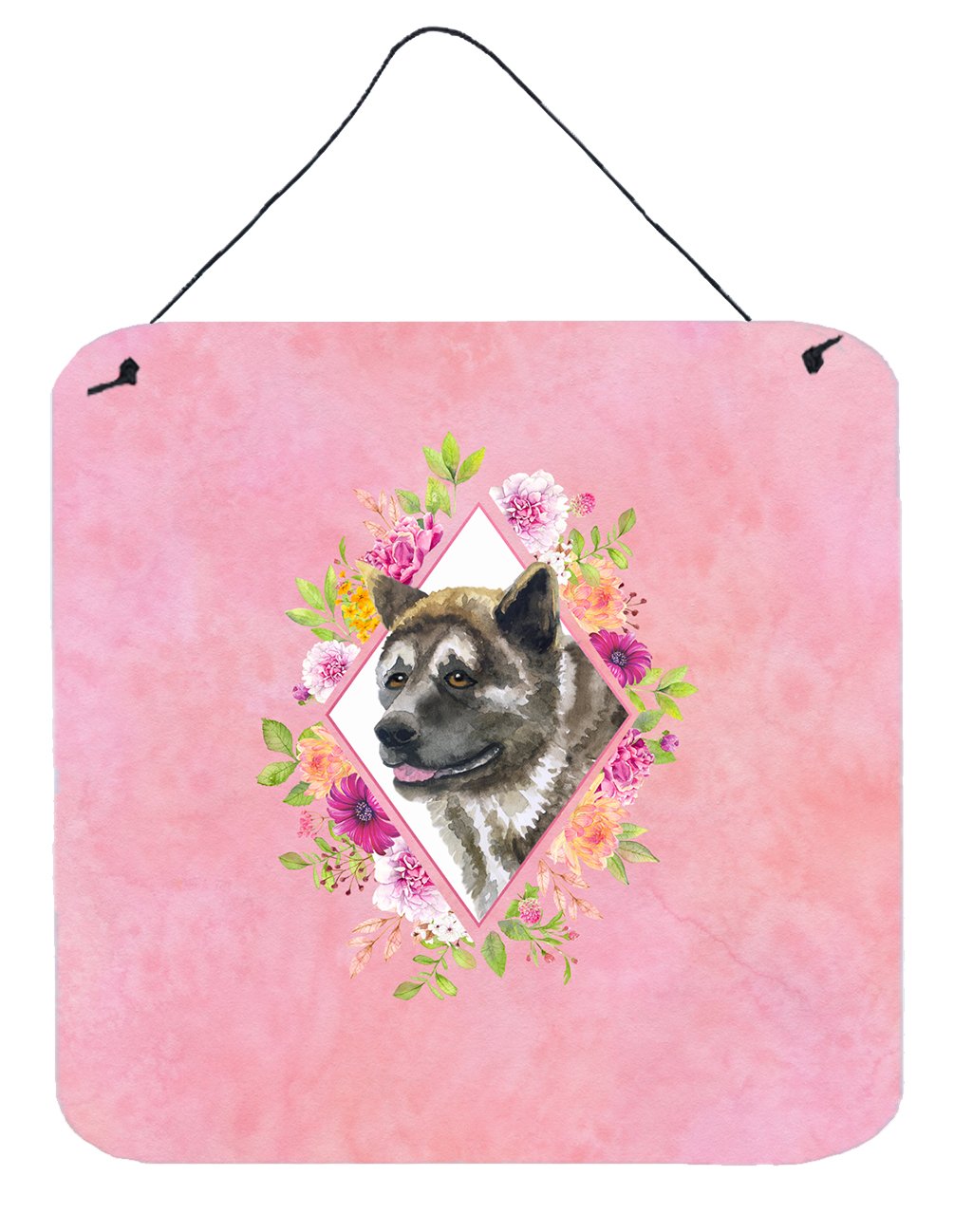 Akita Pink Flowers Wall or Door Hanging Prints CK4113DS66 by Caroline&#39;s Treasures