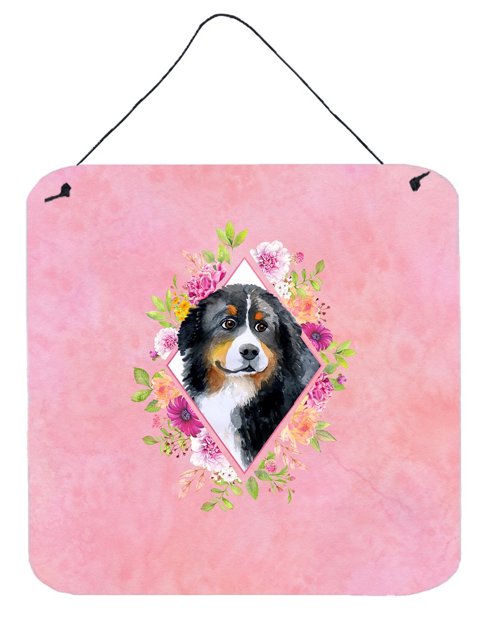 Bernese Mountain Dog Pink Flowers Wall or Door Hanging Prints CK4118DS66 by Caroline's Treasures