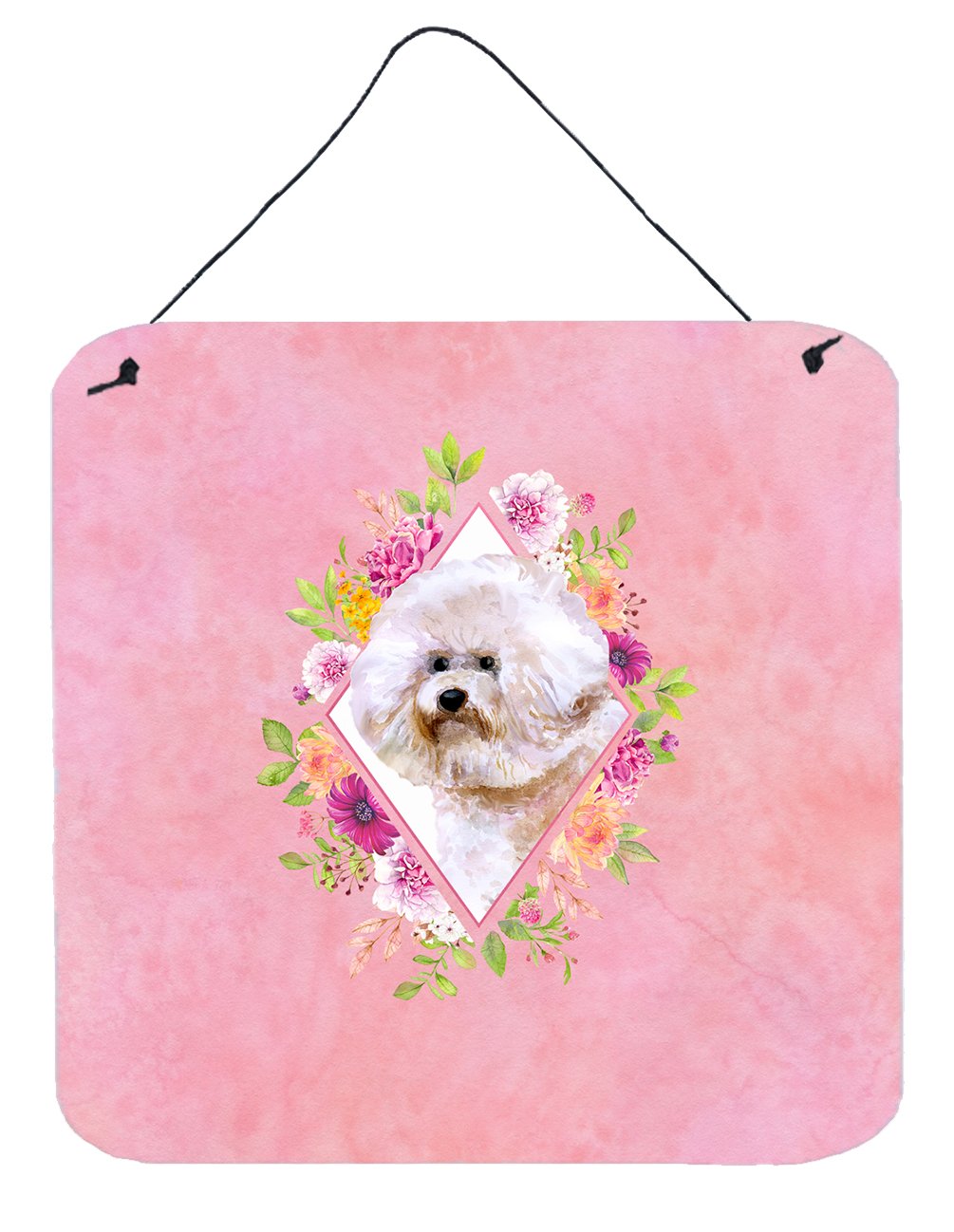 Bichon Fris? #1 Pink Flowers Wall or Door Hanging Prints CK4119DS66 by Caroline&#39;s Treasures