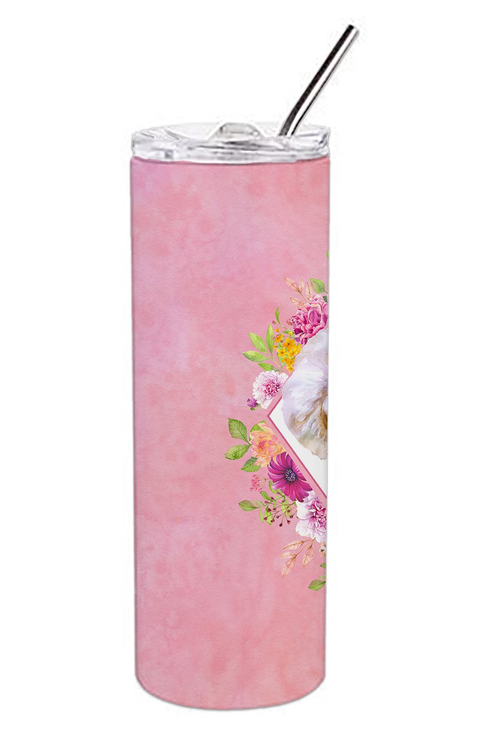 Bichon Frisé #1 Pink Flowers Double Walled Stainless Steel 20 oz Skinny Tumbler CK4119TBL20 by Caroline's Treasures