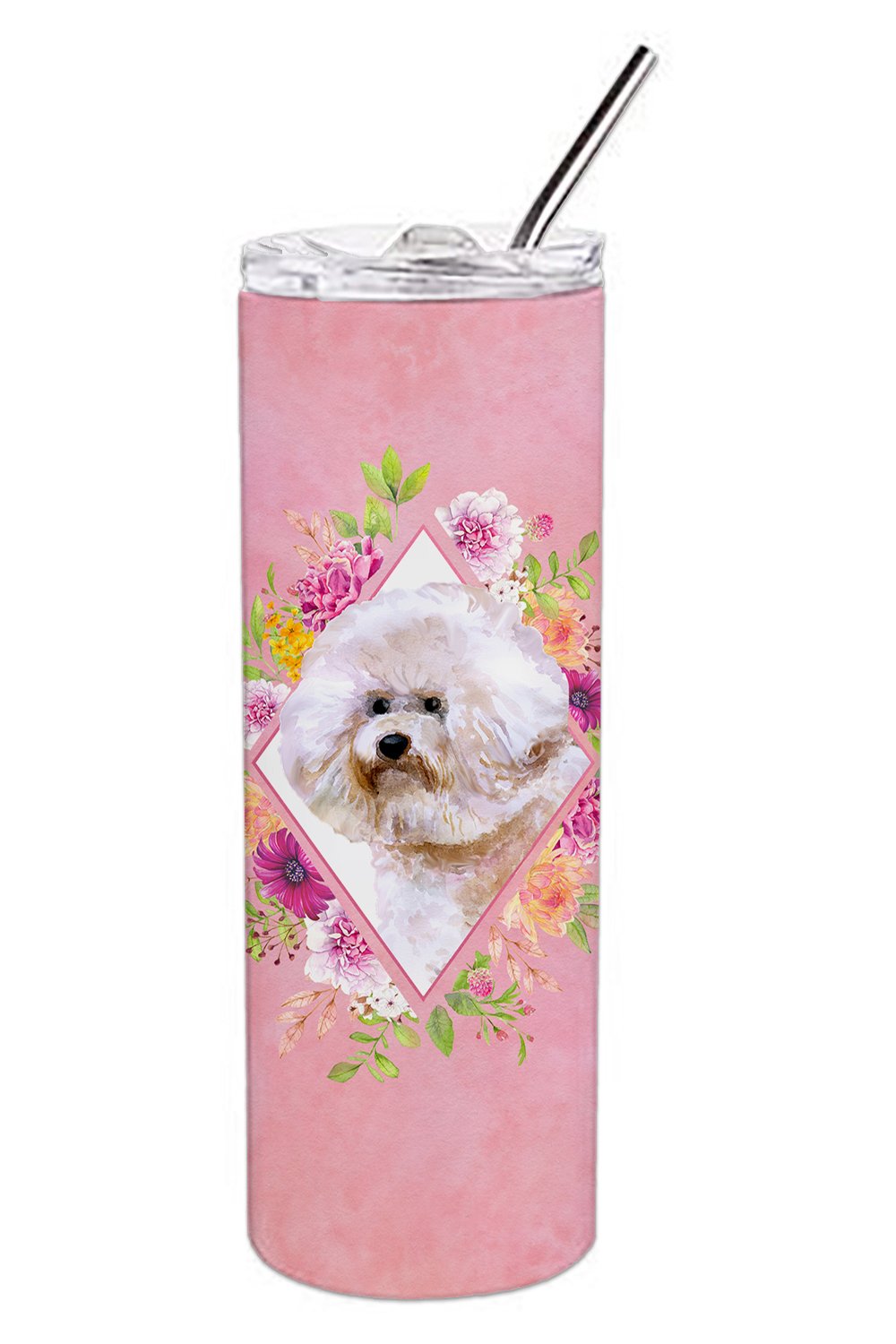 Bichon Frisé #1 Pink Flowers Double Walled Stainless Steel 20 oz Skinny Tumbler CK4119TBL20 by Caroline's Treasures