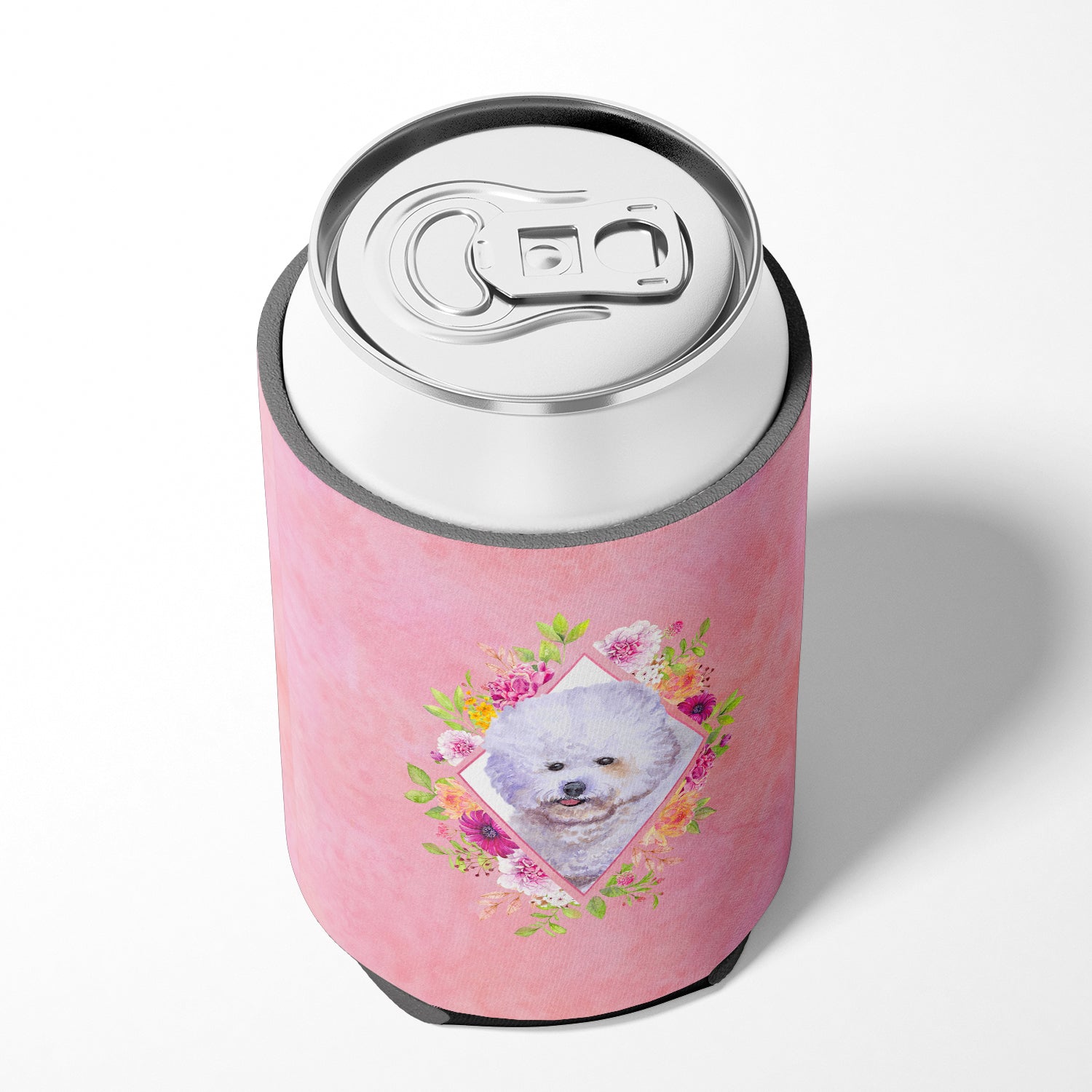 Bichon Fris? #2 Pink Flowers Can or Bottle Hugger CK4120CC  the-store.com.