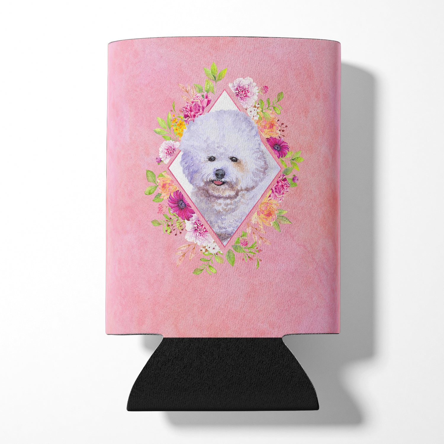 Bichon Fris? #2 Pink Flowers Can or Bottle Hugger CK4120CC  the-store.com.