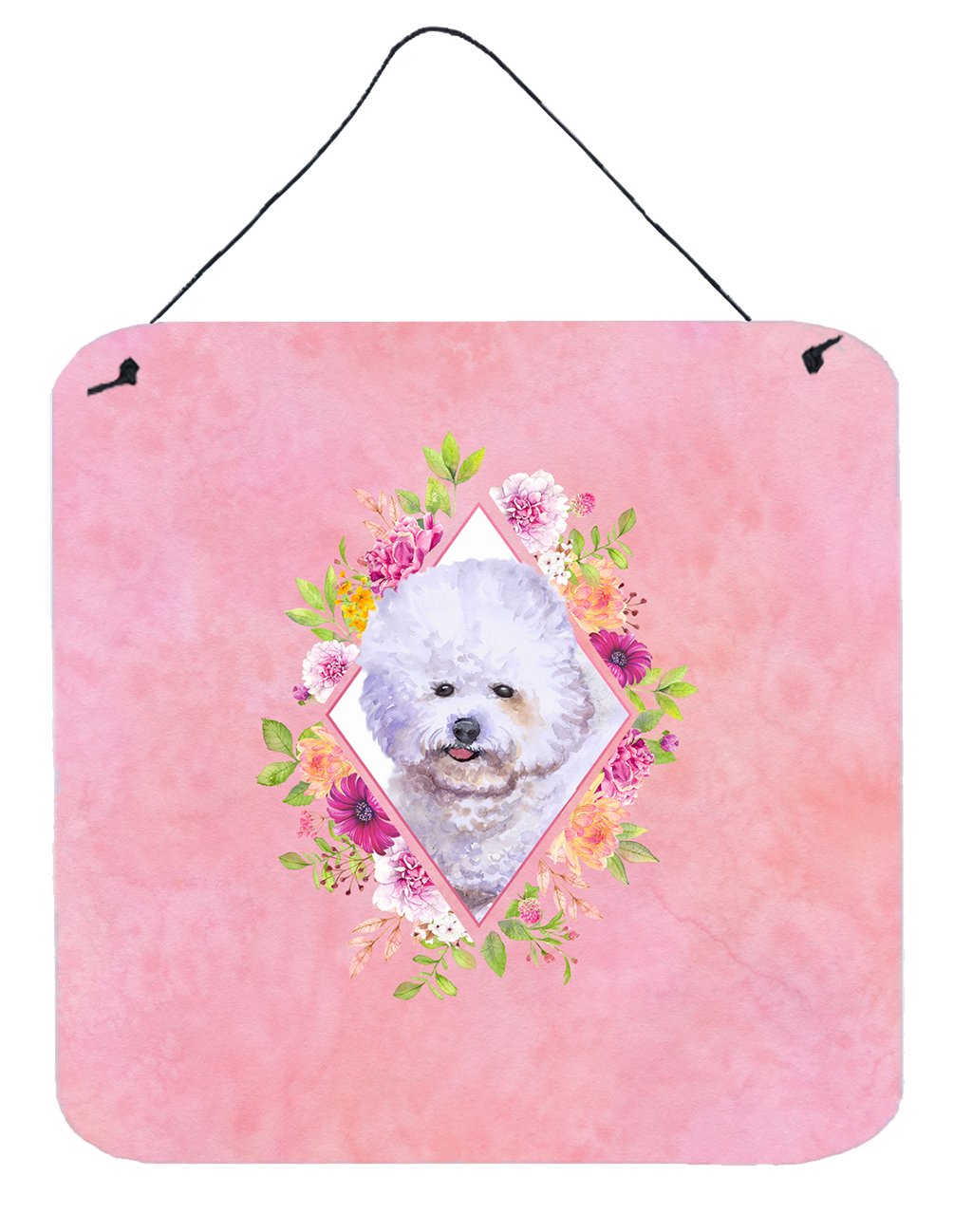 Bichon Fris? #2 Pink Flowers Wall or Door Hanging Prints CK4120DS66 by Caroline&#39;s Treasures