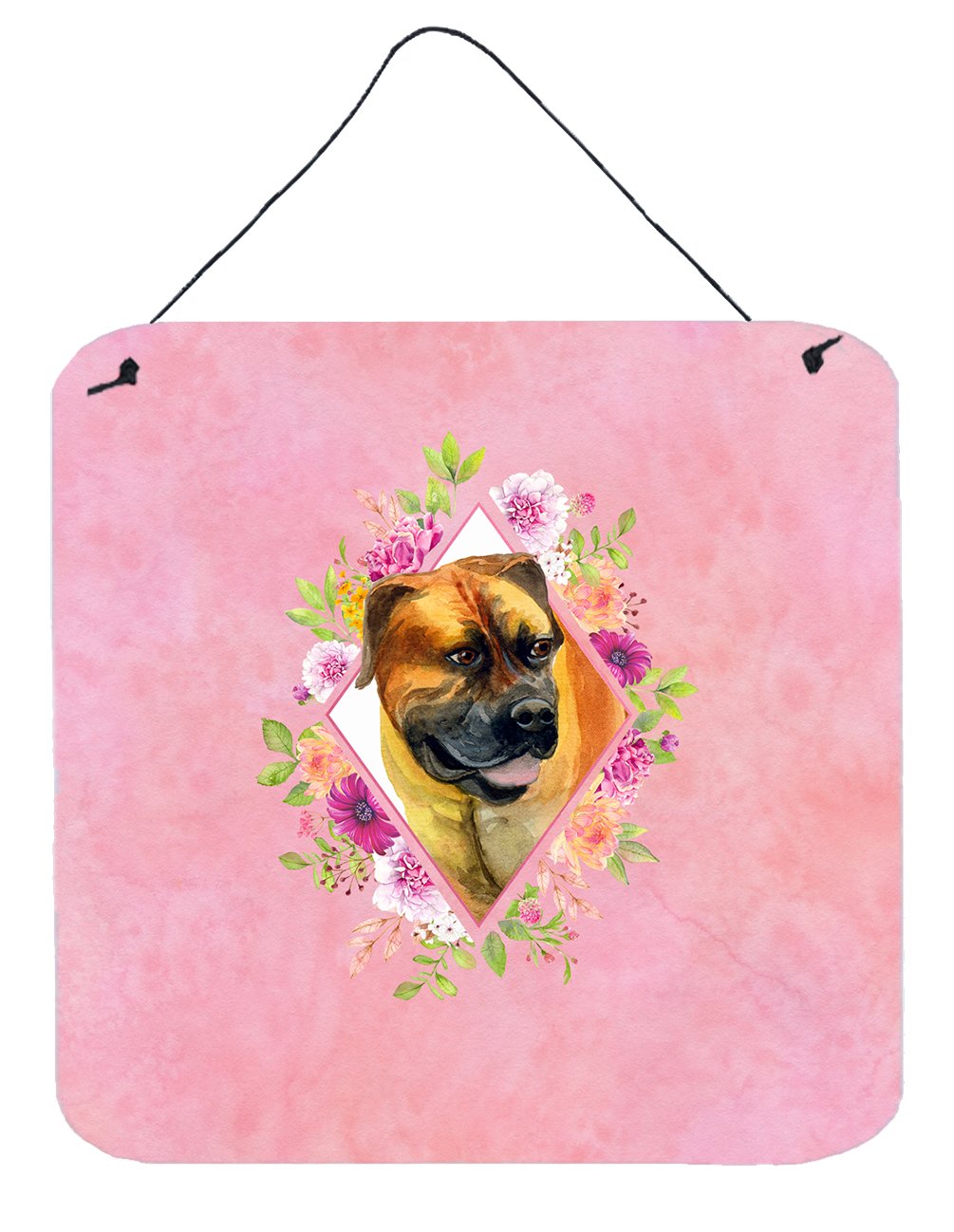 Borboel Mastiff Pink Flowers Wall or Door Hanging Prints CK4121DS66 by Caroline's Treasures