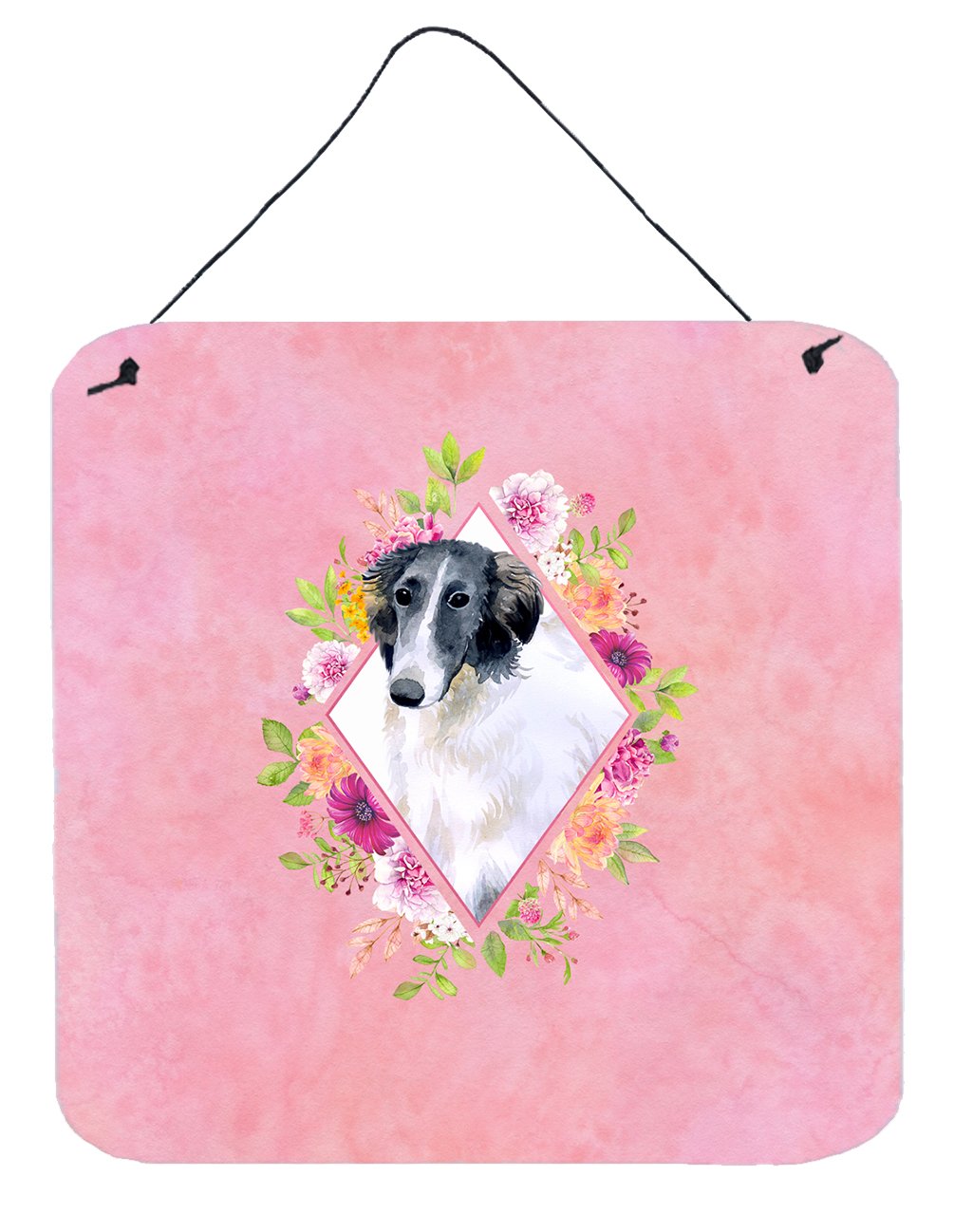 Borzoi Pink Flowers Wall or Door Hanging Prints CK4122DS66 by Caroline's Treasures