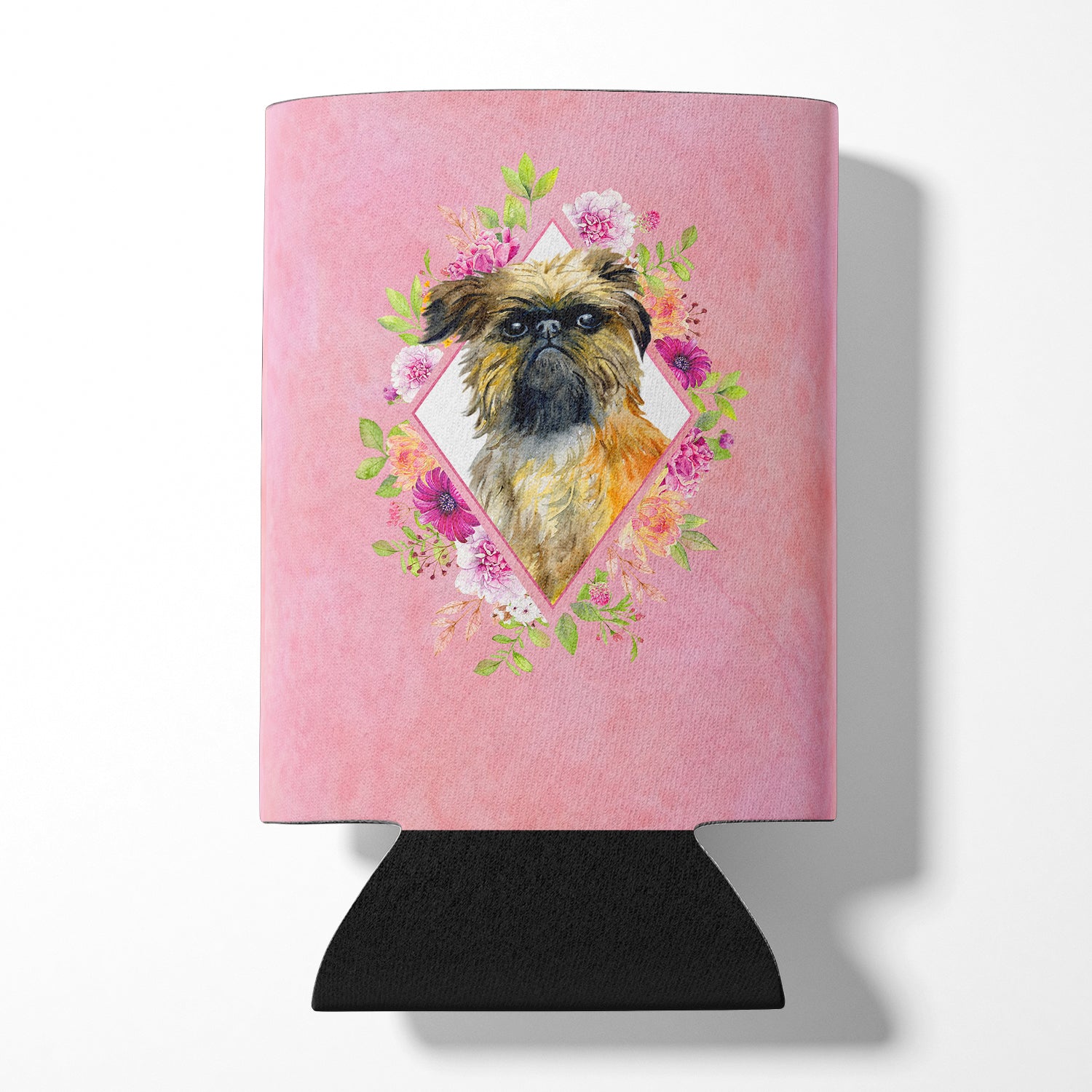 Brussels Griffon Pink Flowers Can or Bottle Hugger CK4123CC  the-store.com.