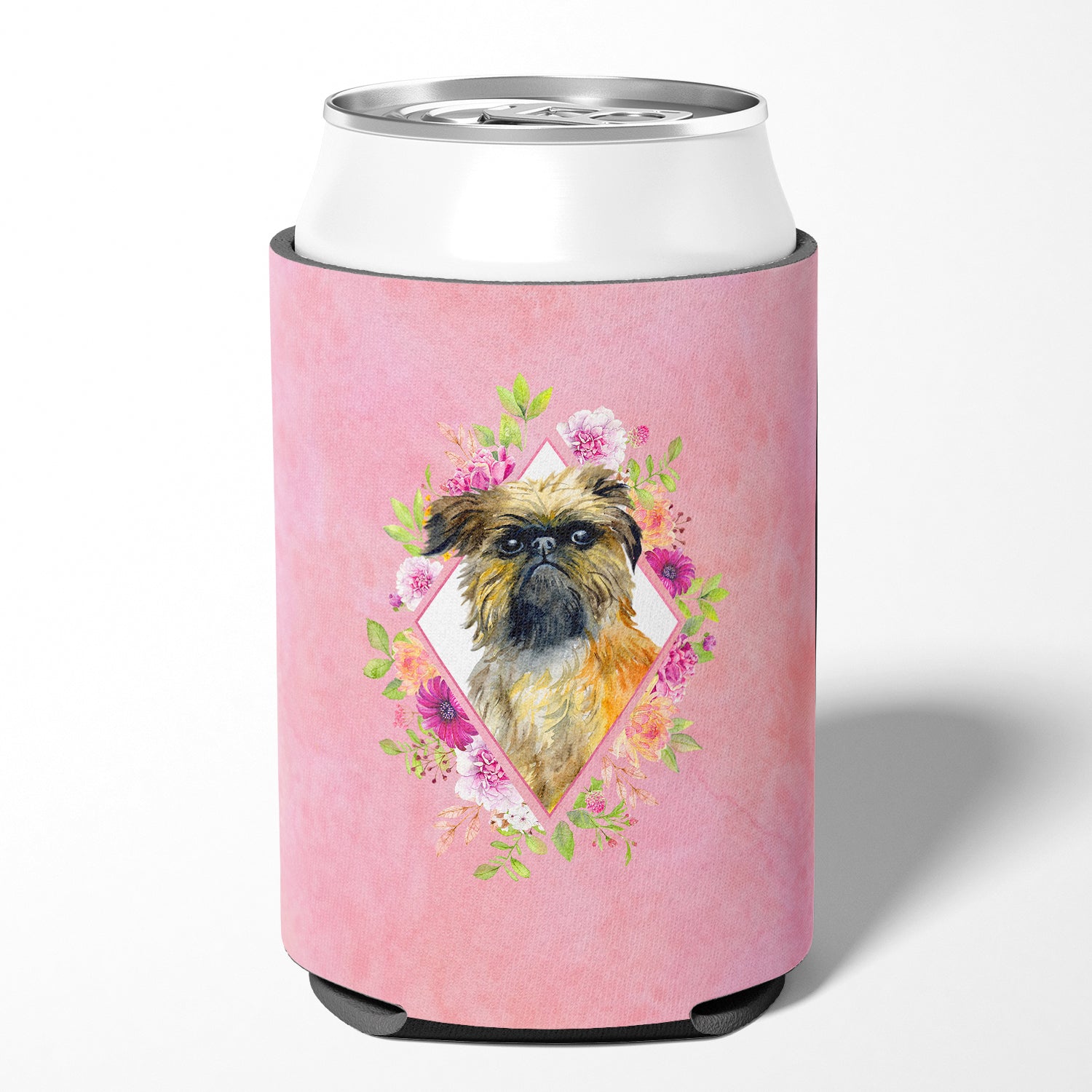 Brussels Griffon Pink Flowers Can or Bottle Hugger CK4123CC  the-store.com.