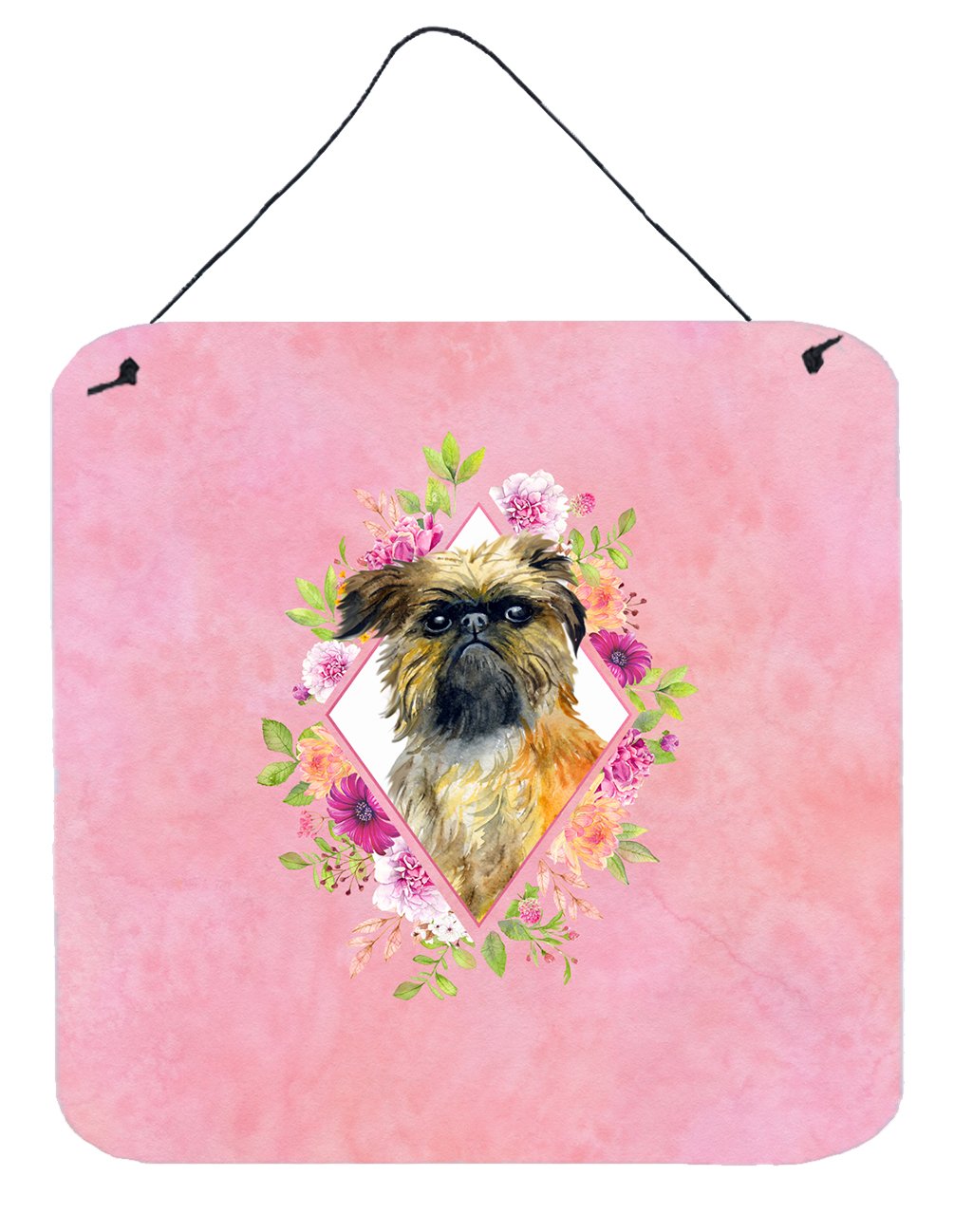 Brussels Griffon Pink Flowers Wall or Door Hanging Prints CK4123DS66 by Caroline&#39;s Treasures