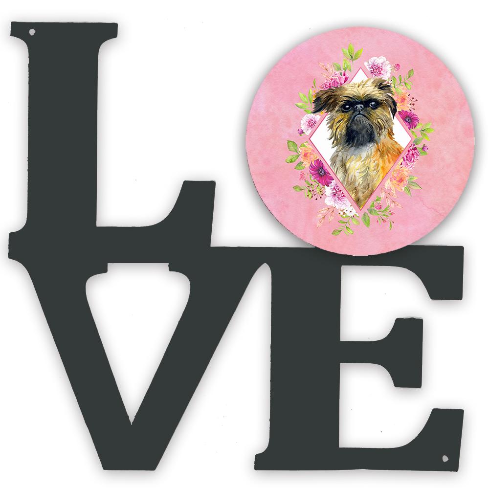 Brussels Griffon Pink Flowers Metal Wall Artwork LOVE CK4123WALV by Caroline's Treasures