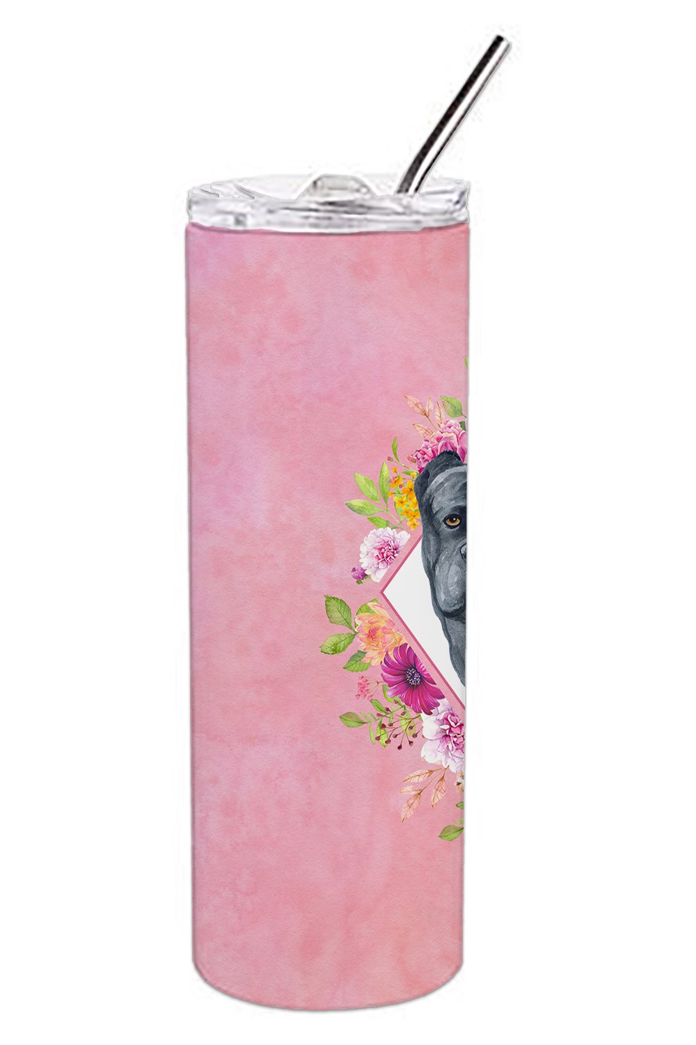 Cane Corso Pink Flowers Double Walled Stainless Steel 20 oz Skinny Tumbler CK4125TBL20 by Caroline's Treasures