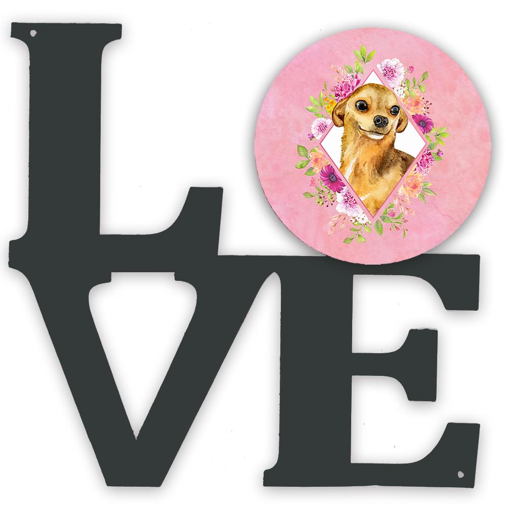 Chihuahua #1 Pink Flowers Metal Wall Artwork LOVE CK4128WALV by Caroline's Treasures