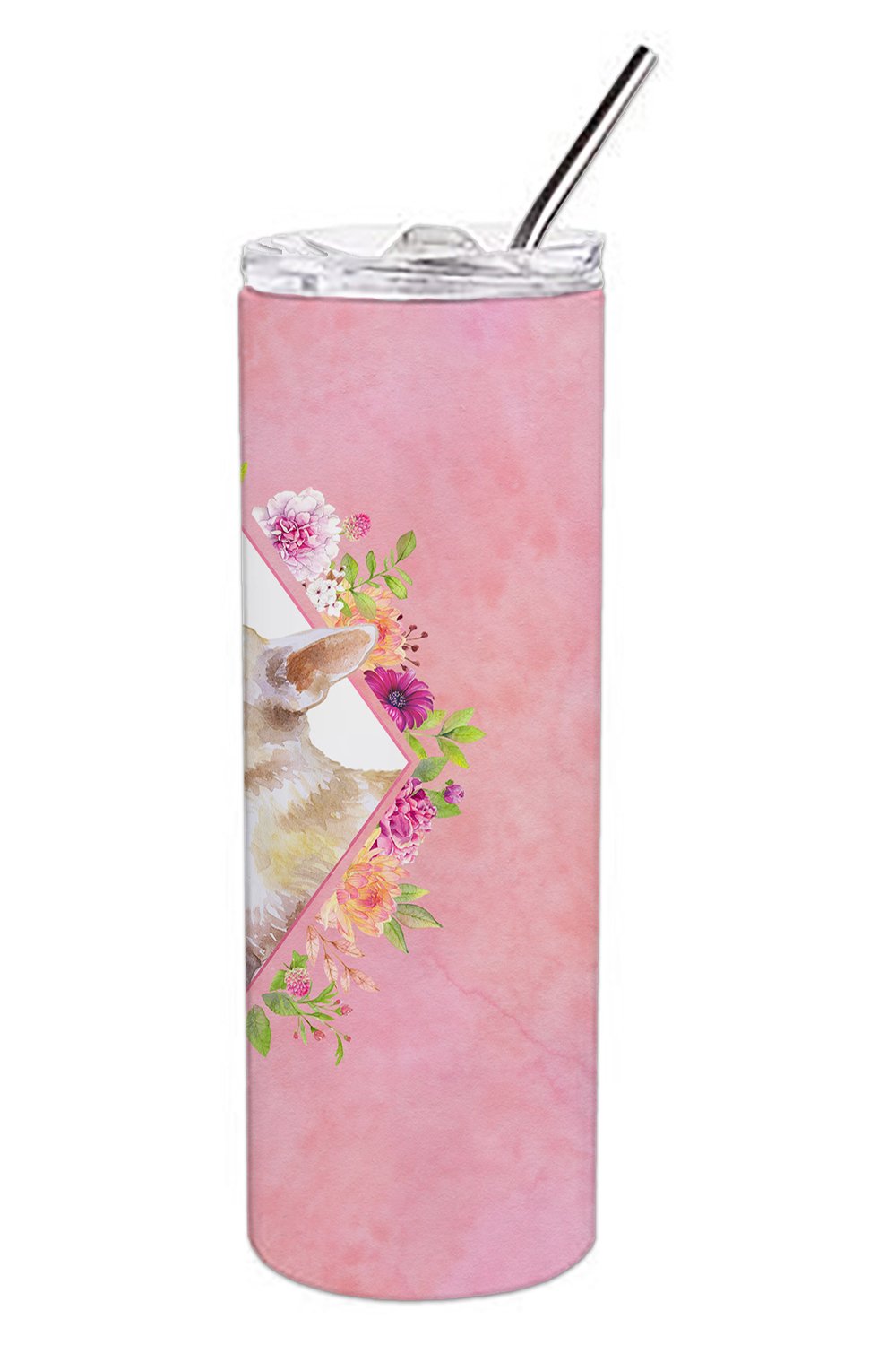 Chihuahua #2 Pink Flowers Double Walled Stainless Steel 20 oz Skinny Tumbler CK4129TBL20 by Caroline's Treasures