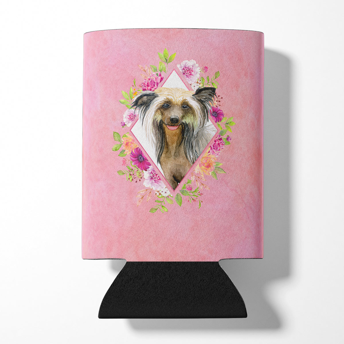 Chinese Crested Pink Flowers Can or Bottle Hugger CK4130CC  the-store.com.