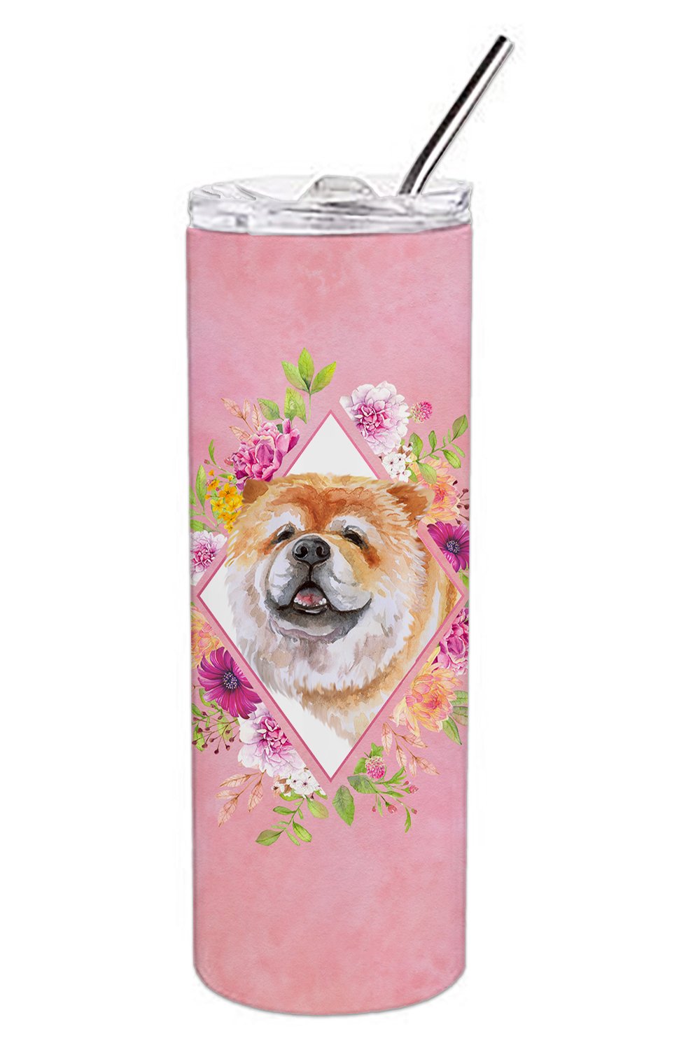 Chow Chow #2 Pink Flowers Double Walled Stainless Steel 20 oz Skinny Tumbler CK4132TBL20 by Caroline's Treasures