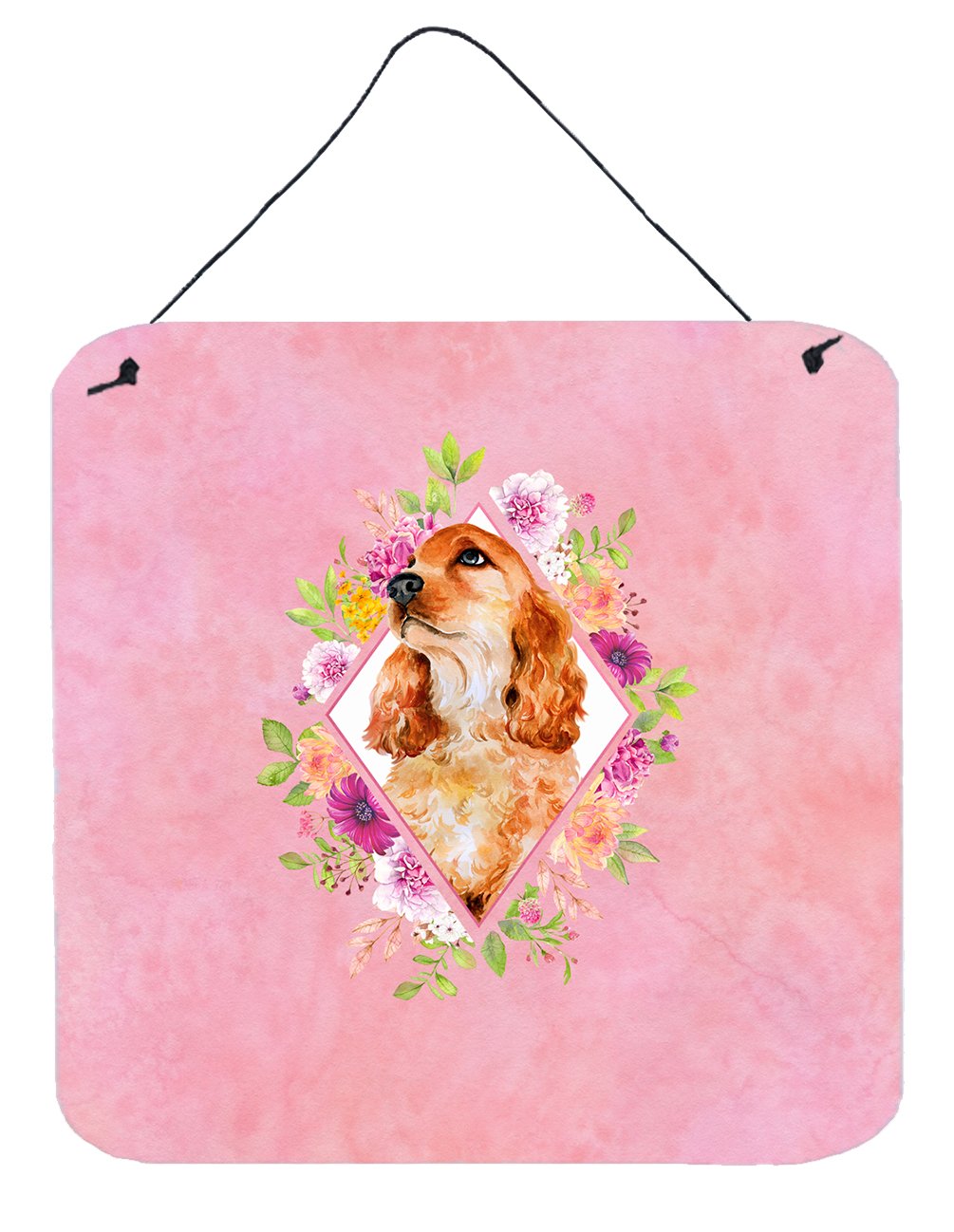 Cocker Spaniel #2 Pink Flowers Wall or Door Hanging Prints CK4133DS66 by Caroline's Treasures