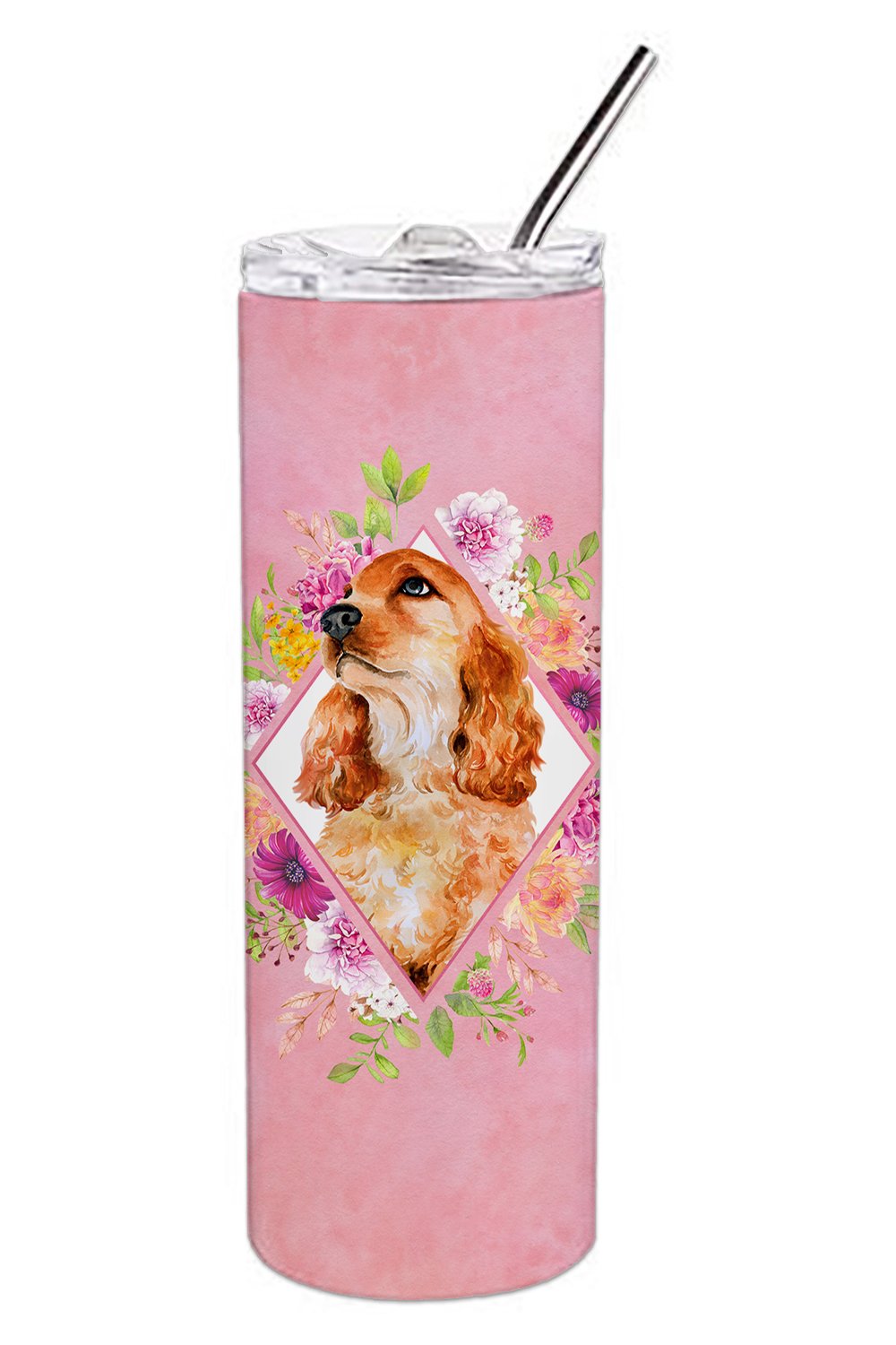 Cocker Spaniel #2 Pink Flowers Double Walled Stainless Steel 20 oz Skinny Tumbler CK4133TBL20 by Caroline's Treasures