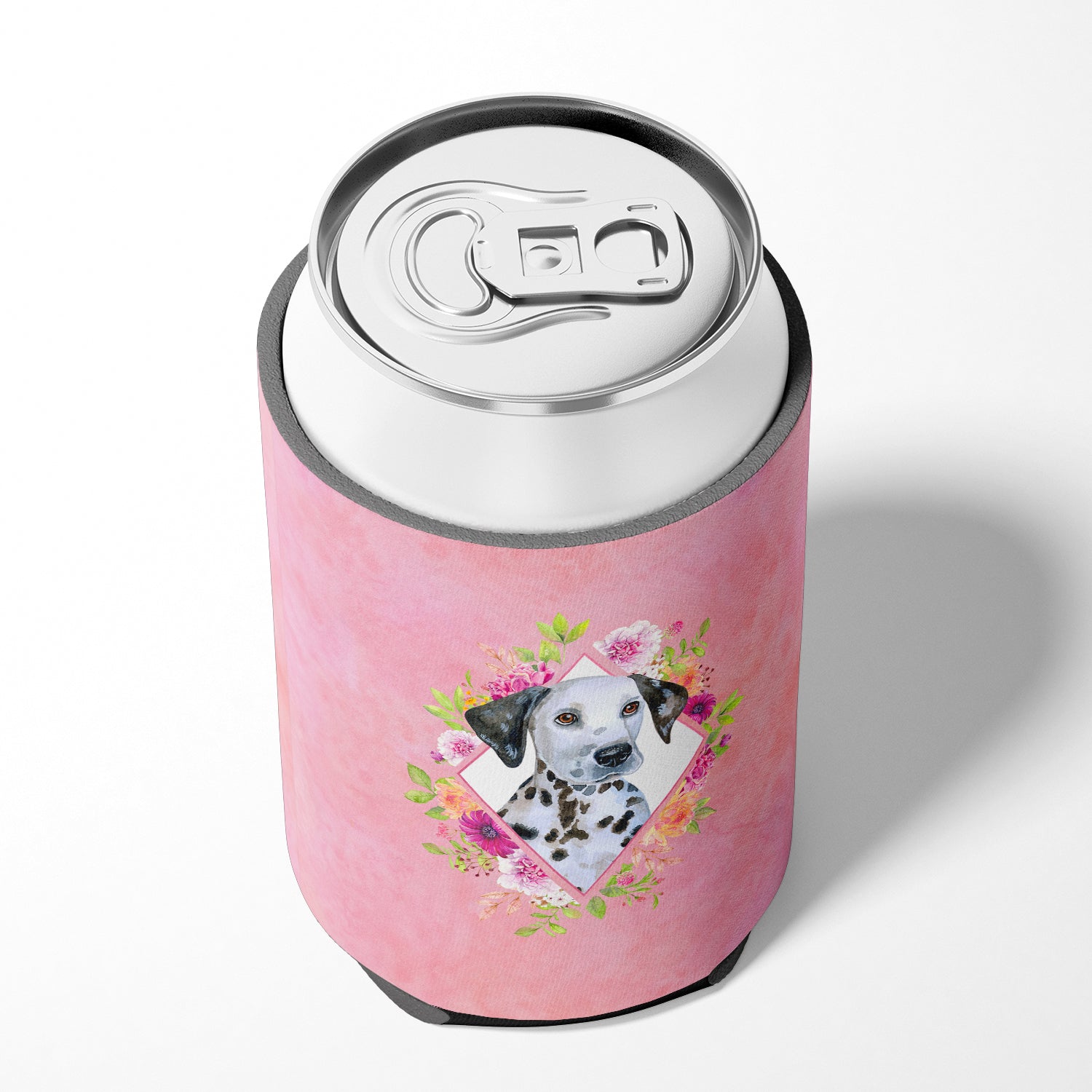 Dalmatian Puppy Pink Flowers Can or Bottle Hugger CK4136CC  the-store.com.