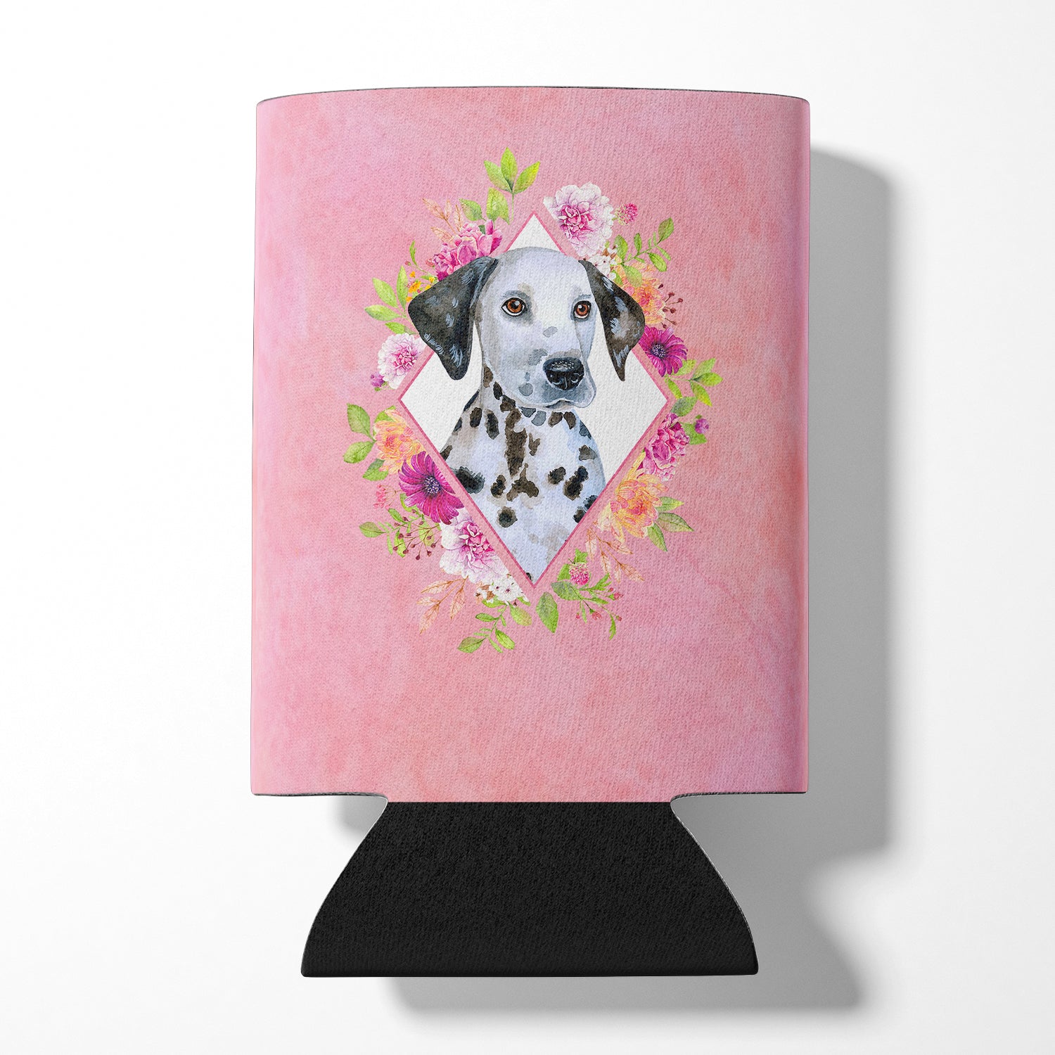 Dalmatian Puppy Pink Flowers Can or Bottle Hugger CK4136CC  the-store.com.