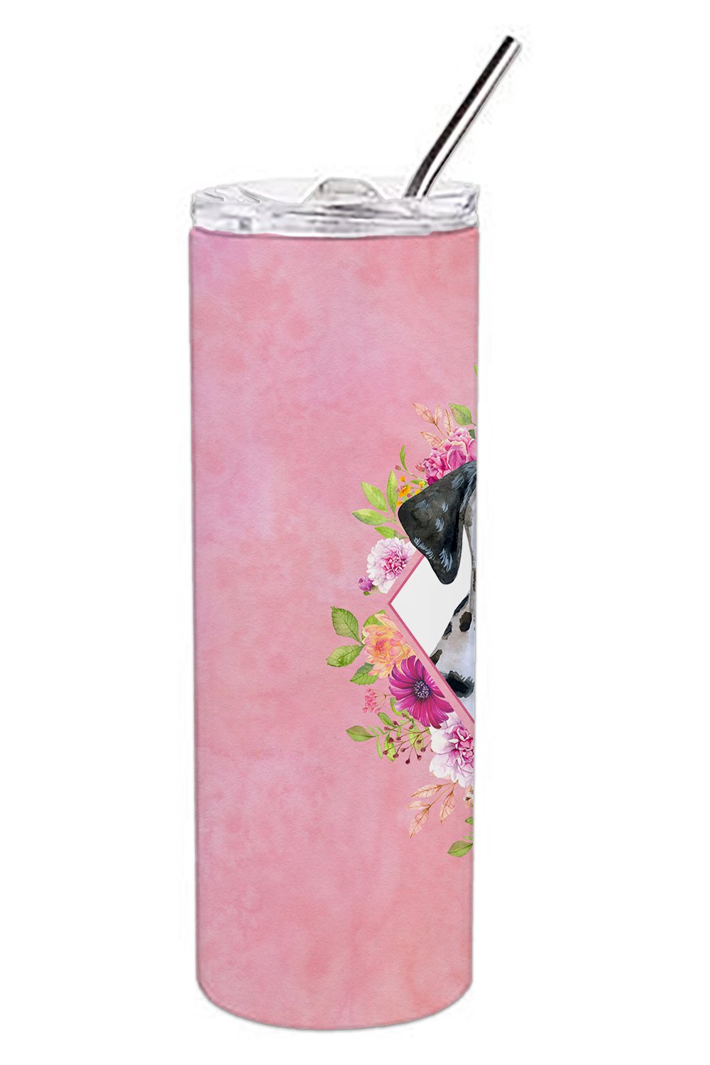 Dalmatian Puppy Pink Flowers Double Walled Stainless Steel 20 oz Skinny Tumbler CK4136TBL20 by Caroline's Treasures