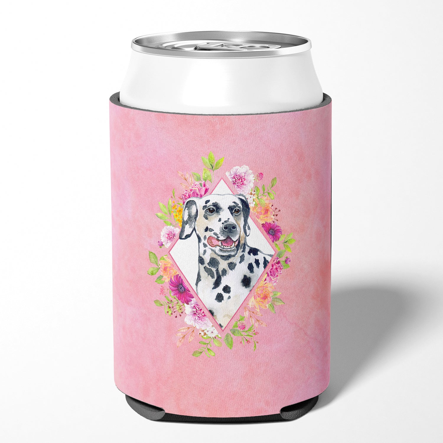 Dalmatian Pink Flowers Can or Bottle Hugger CK4137CC  the-store.com.