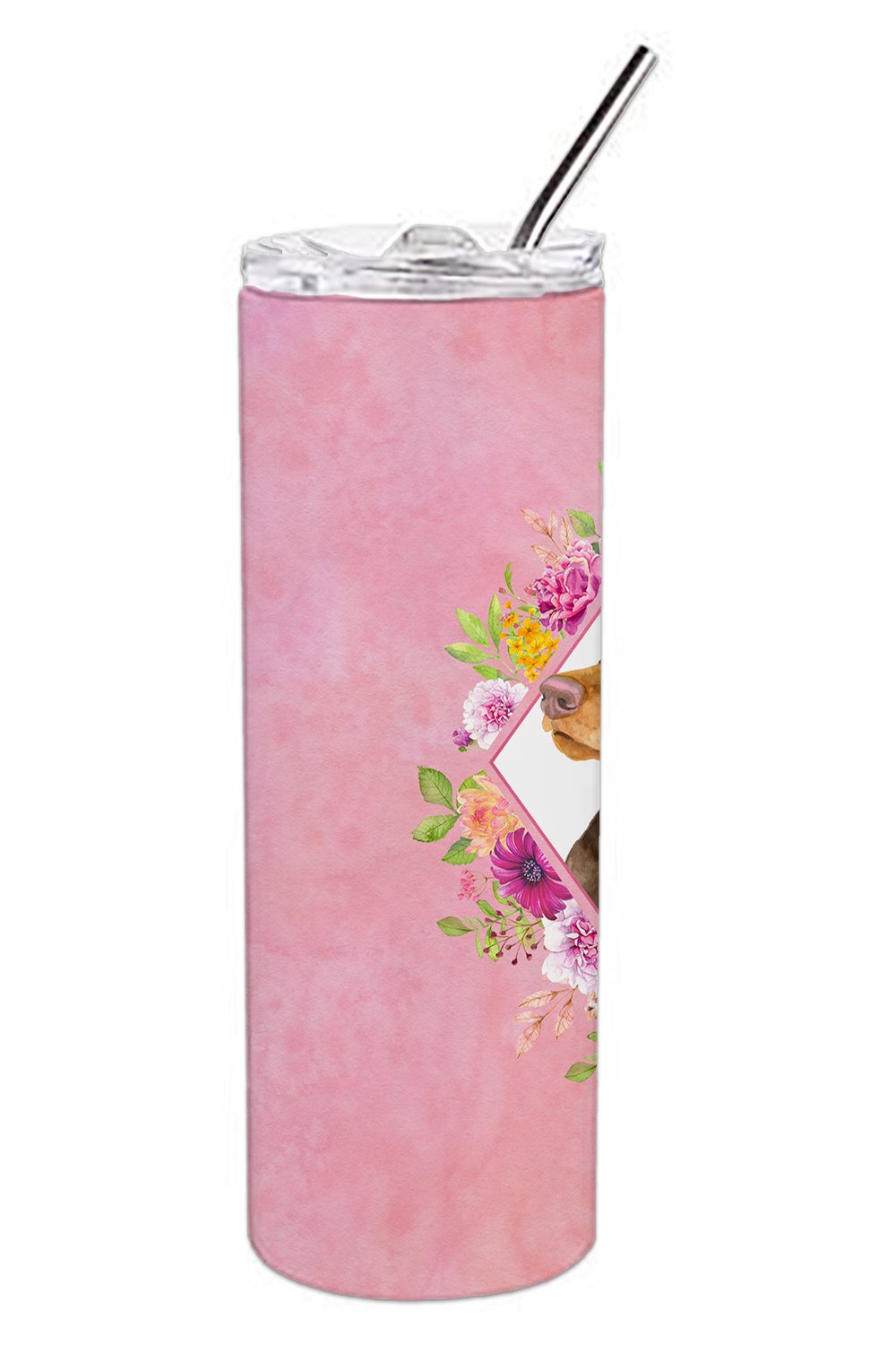 Doberman Pinscher Pink Flowers Double Walled Stainless Steel 20 oz Skinny Tumbler CK4138TBL20 by Caroline's Treasures