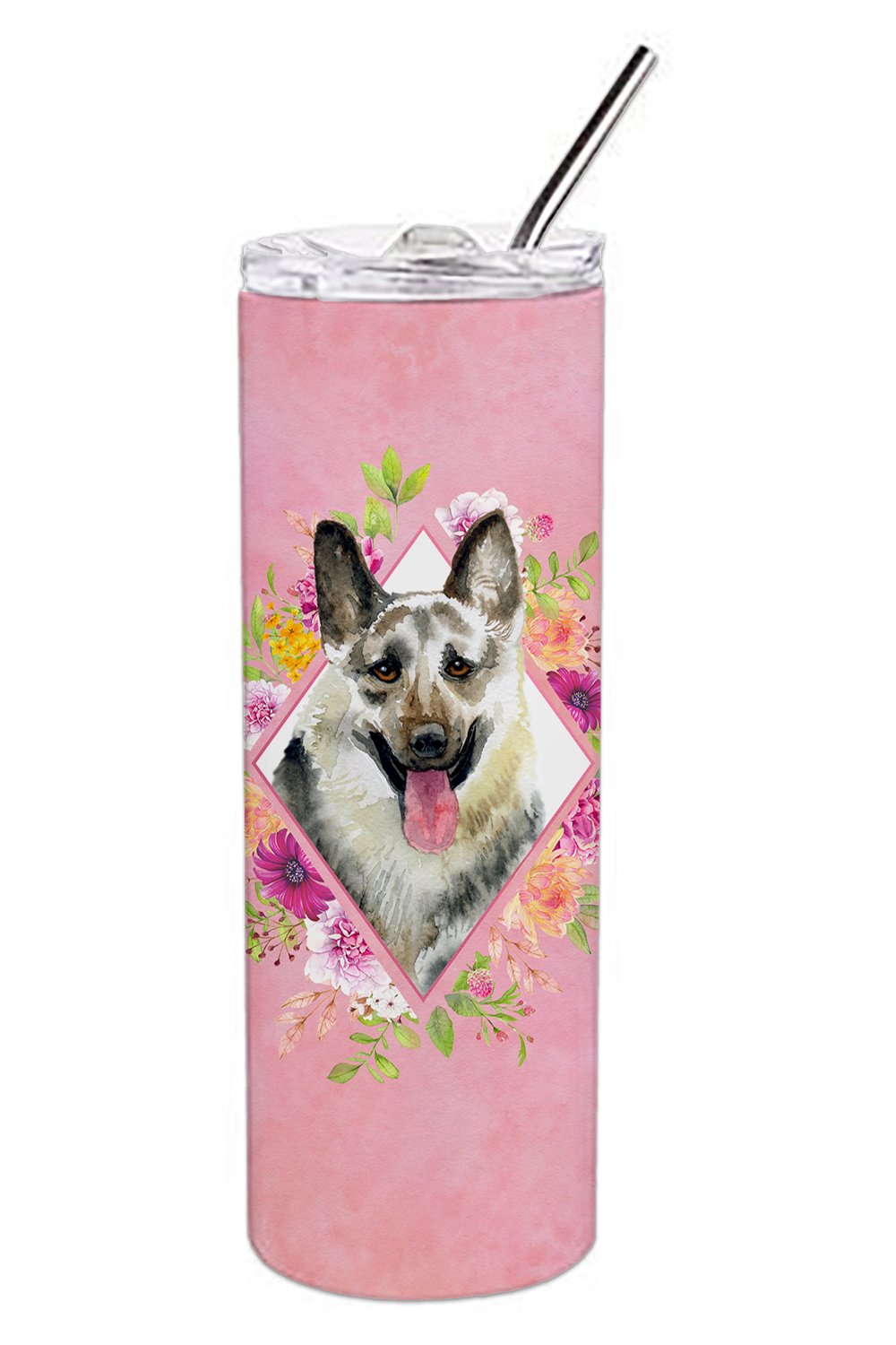 Eastern German Shepherd Pink Flowers Double Walled Stainless Steel 20 oz Skinny Tumbler CK4139TBL20 by Caroline&#39;s Treasures