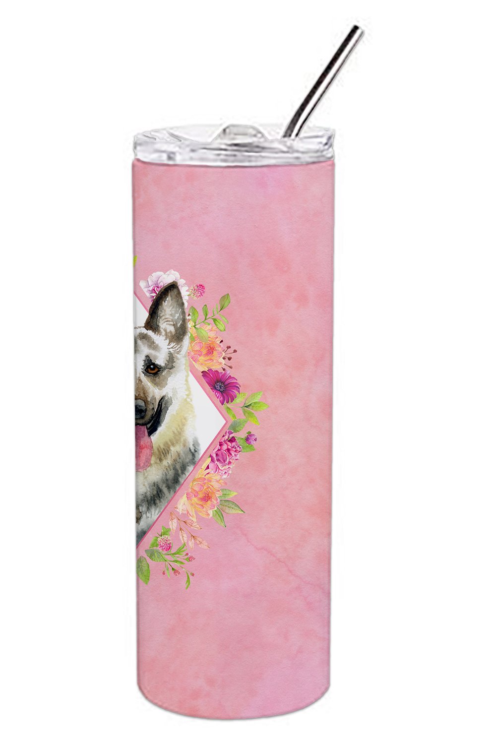 Eastern German Shepherd Pink Flowers Double Walled Stainless Steel 20 oz Skinny Tumbler CK4139TBL20 by Caroline's Treasures