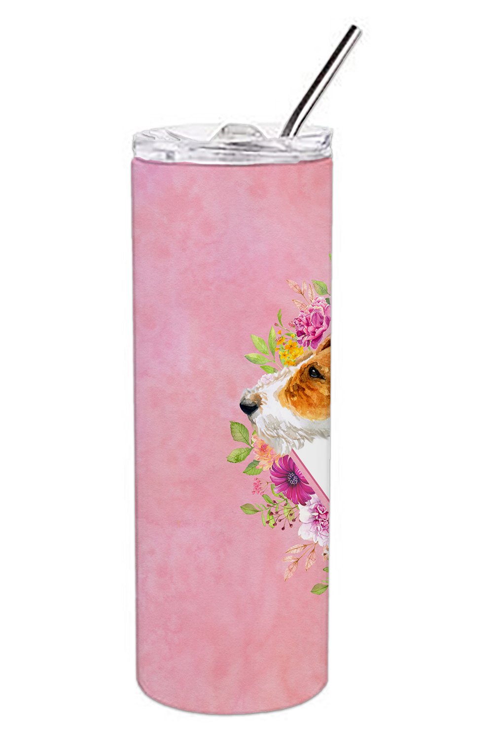 Jack Russell Terrier #2 Pink Flowers Double Walled Stainless Steel 20 oz Skinny Tumbler CK4142TBL20 by Caroline's Treasures