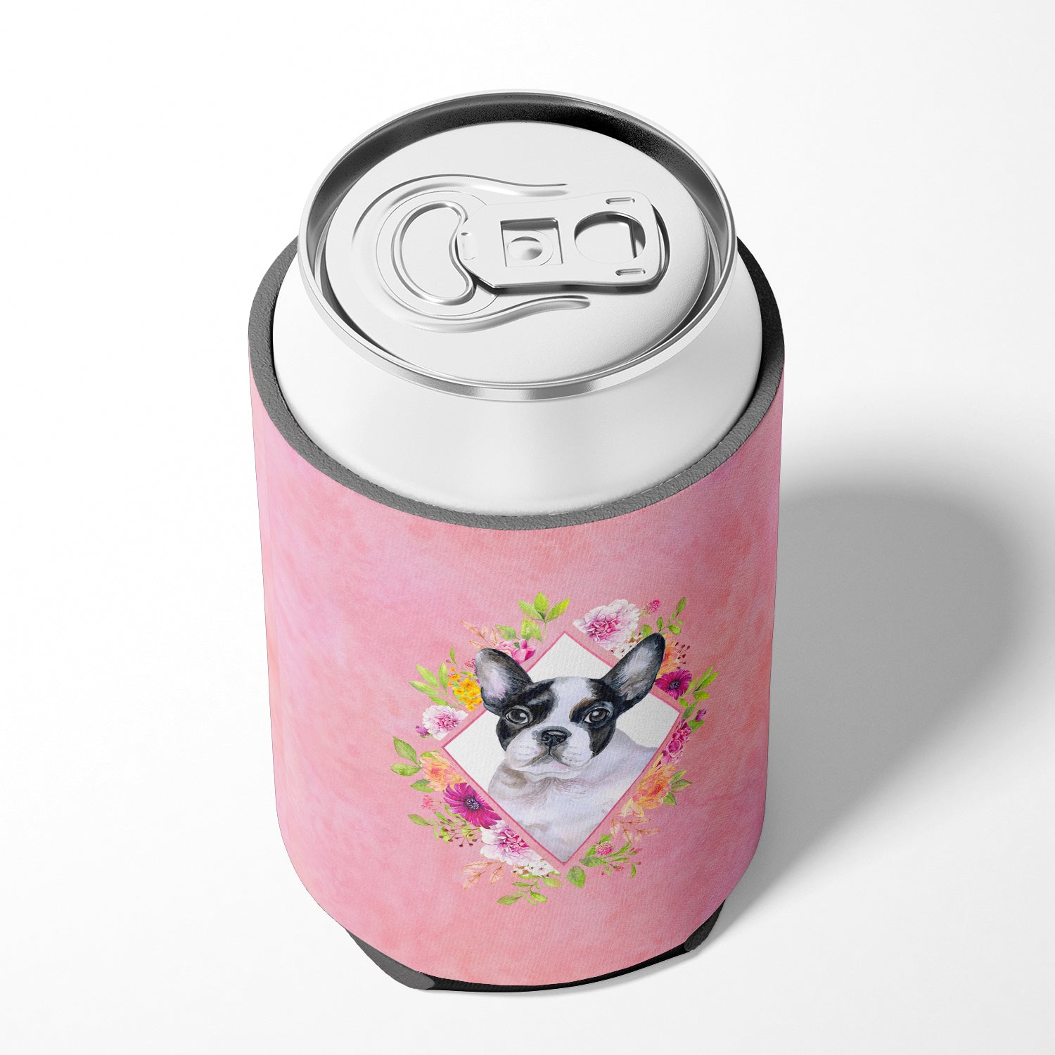 French Bulldog Pink Flowers Can or Bottle Hugger CK4143CC  the-store.com.